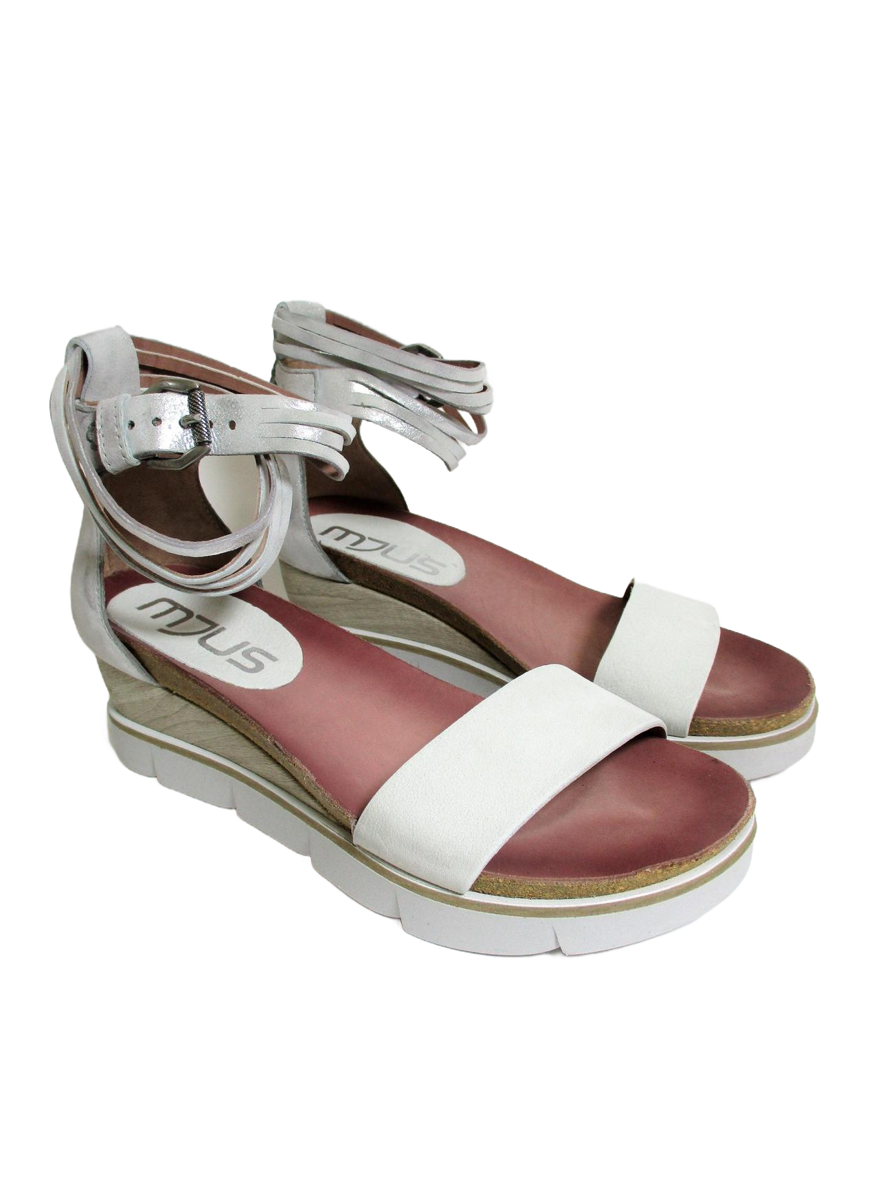 Sandalo pelle donna 866005 MJUS bianco/argento