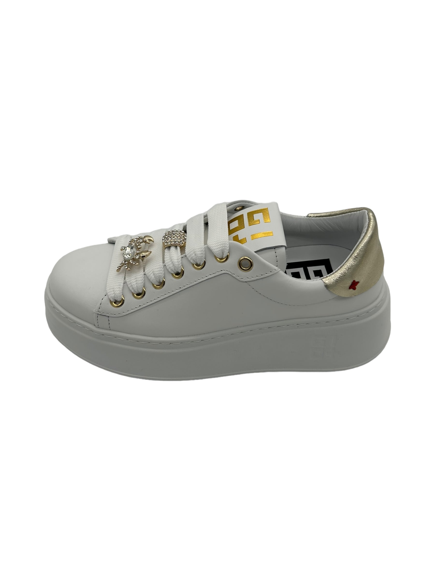 Sneaker pelle donna GIO+ Combi Bianco Tarta Granchio - PIA 148A -
