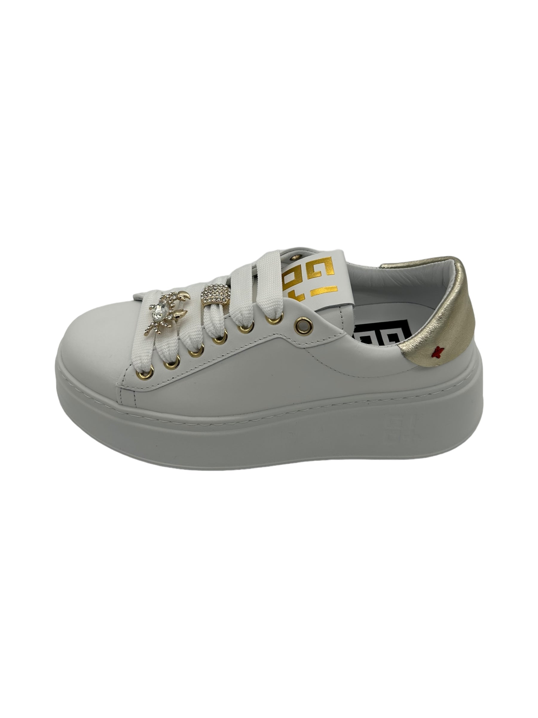 Sneaker pelle donna GIO+ Combi Bianco Tarta Granchio - PIA 148A  -