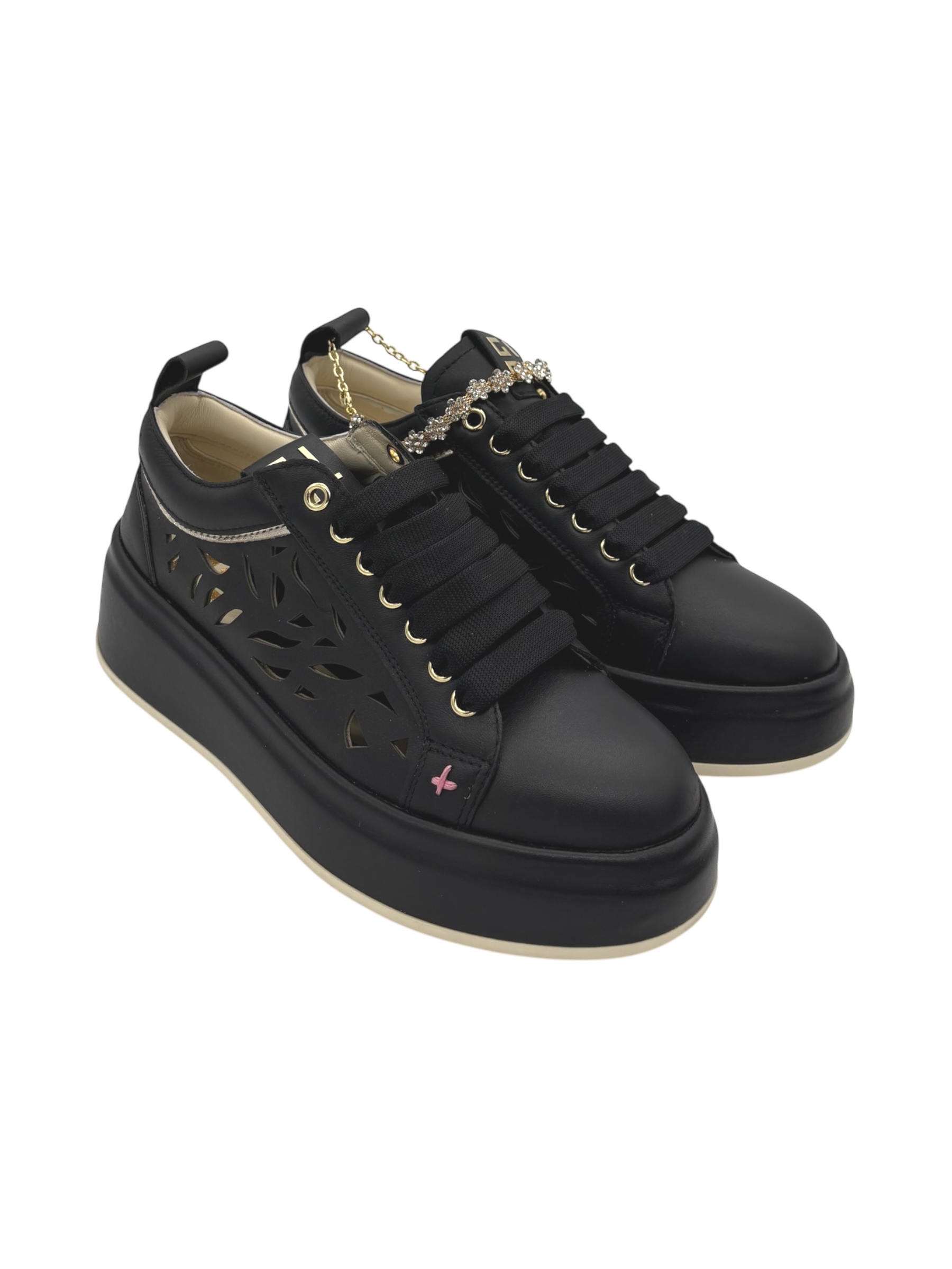 Sneakers pelle donna GIO+ Combi Laser Black -Oliva 52B -