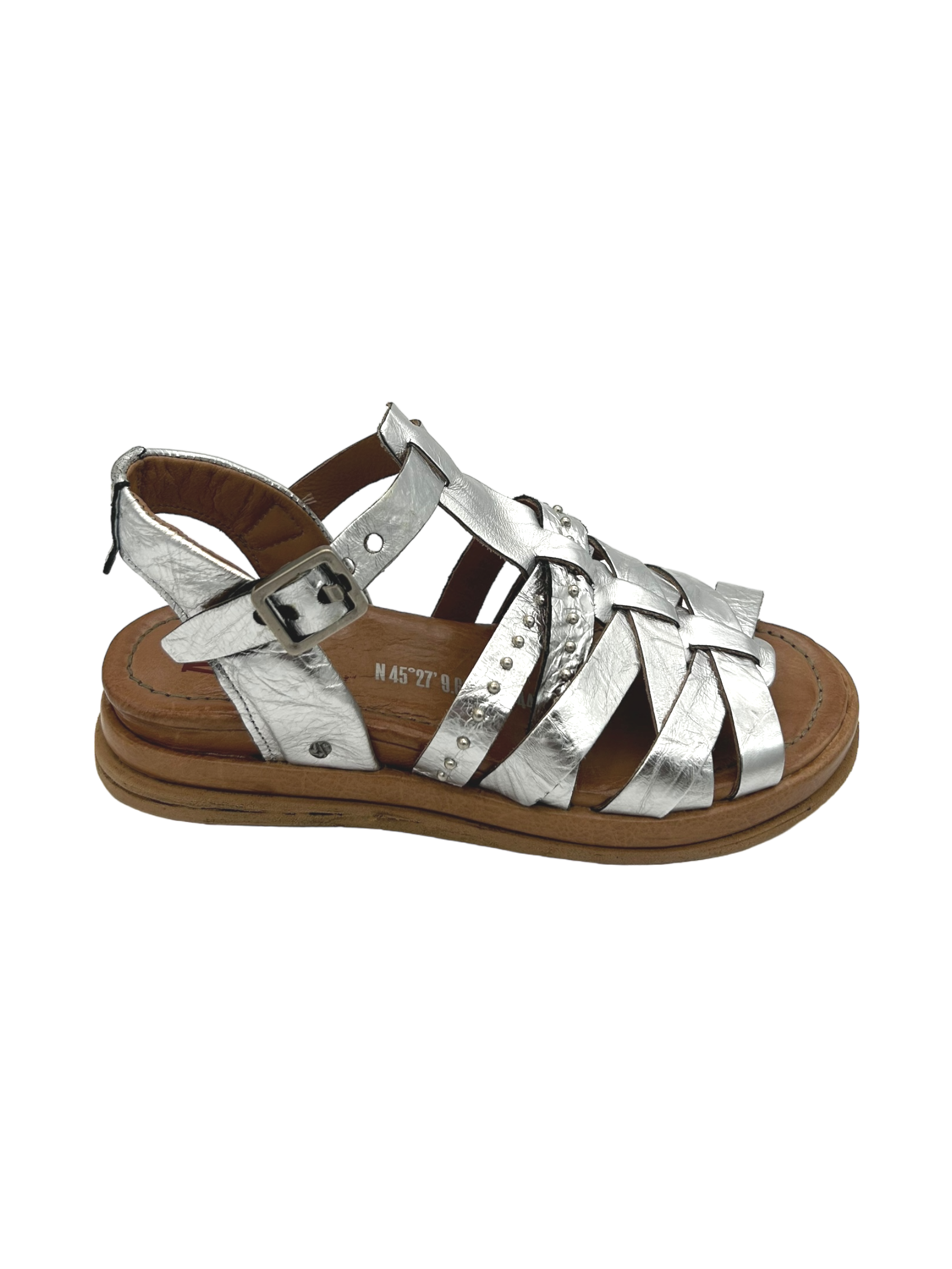 Sandali zeppa pelle donna AS98 Argento - B60006 -
