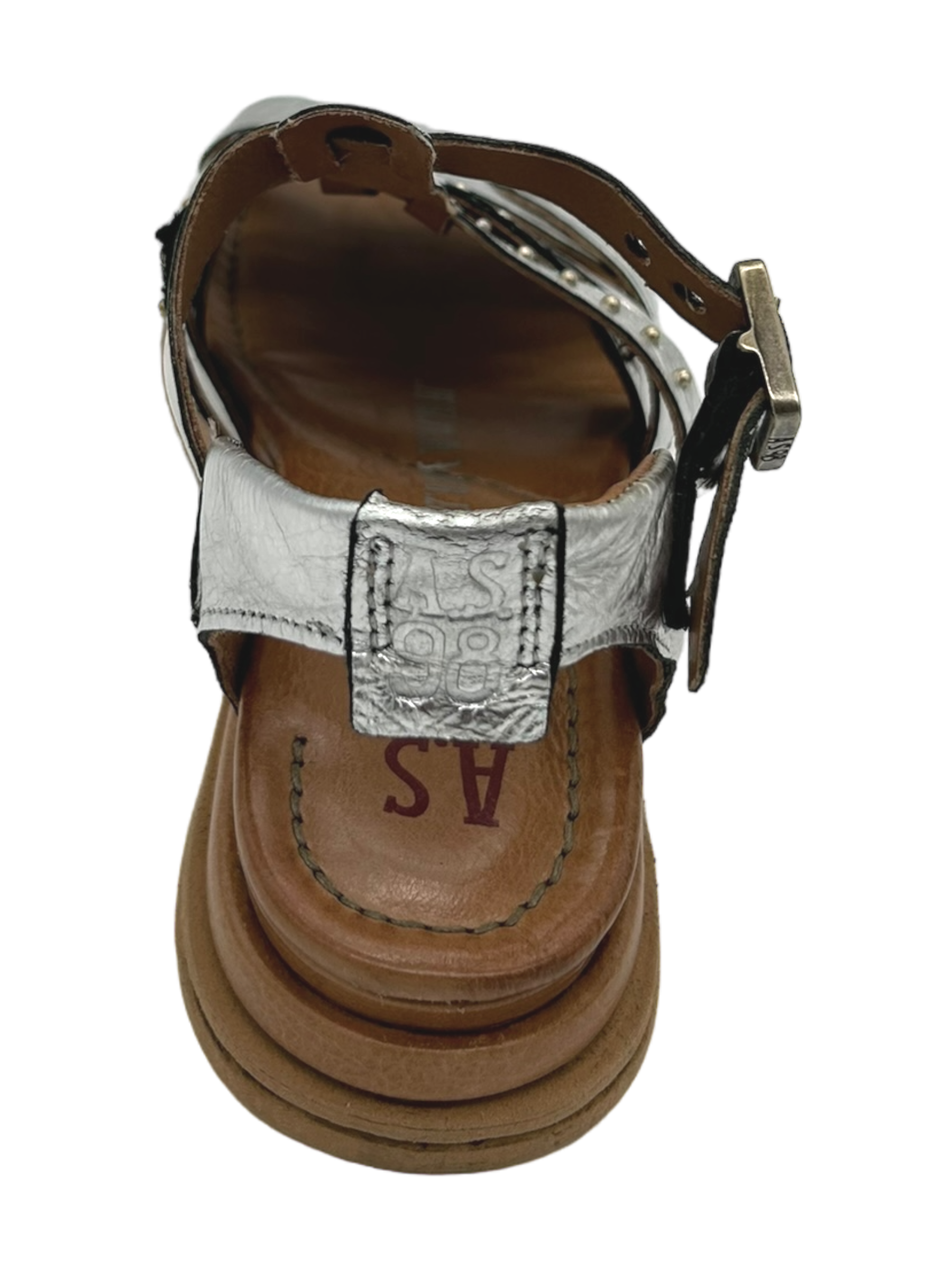 Sandali zeppa pelle donna AS98 Argento - B60006 -