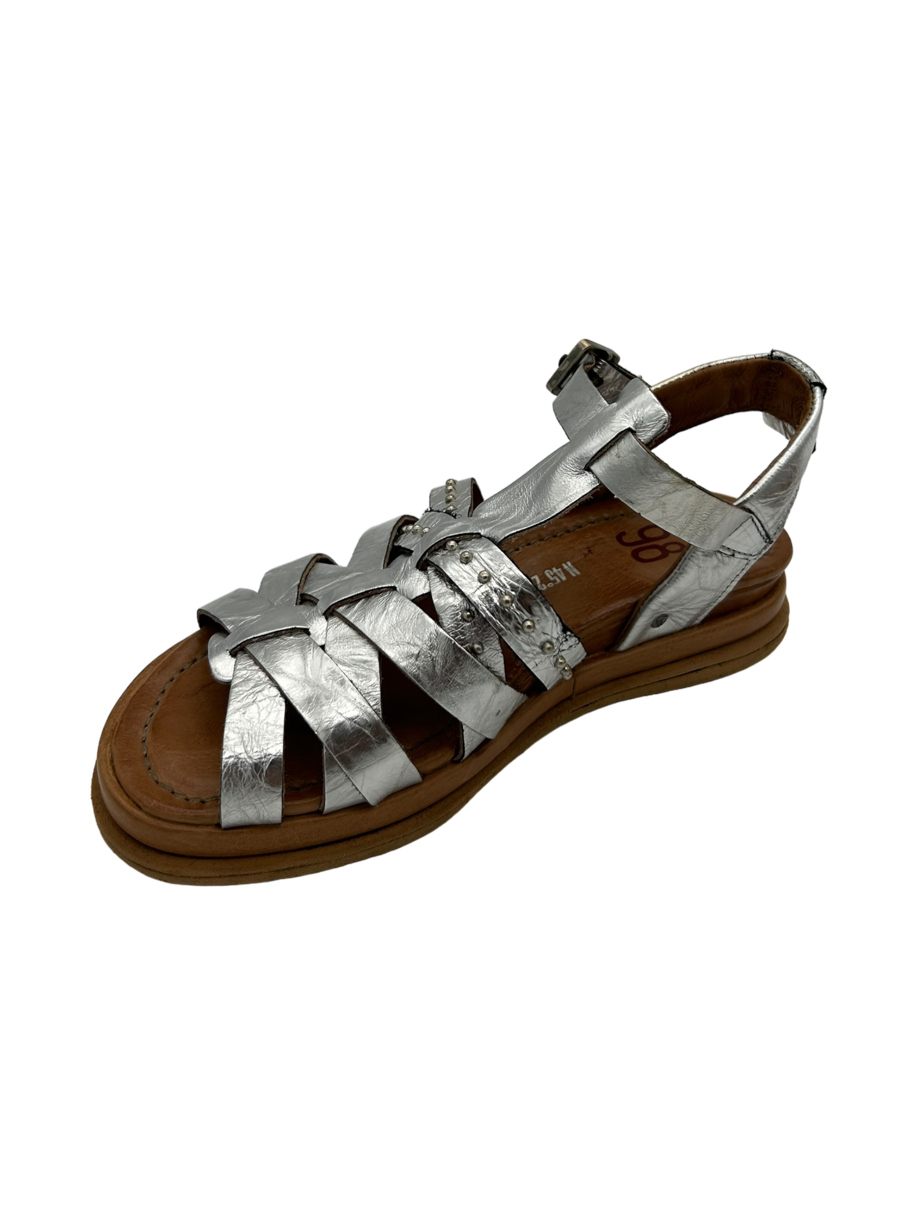 Sandali zeppa pelle donna AS98 Argento - B60006 -