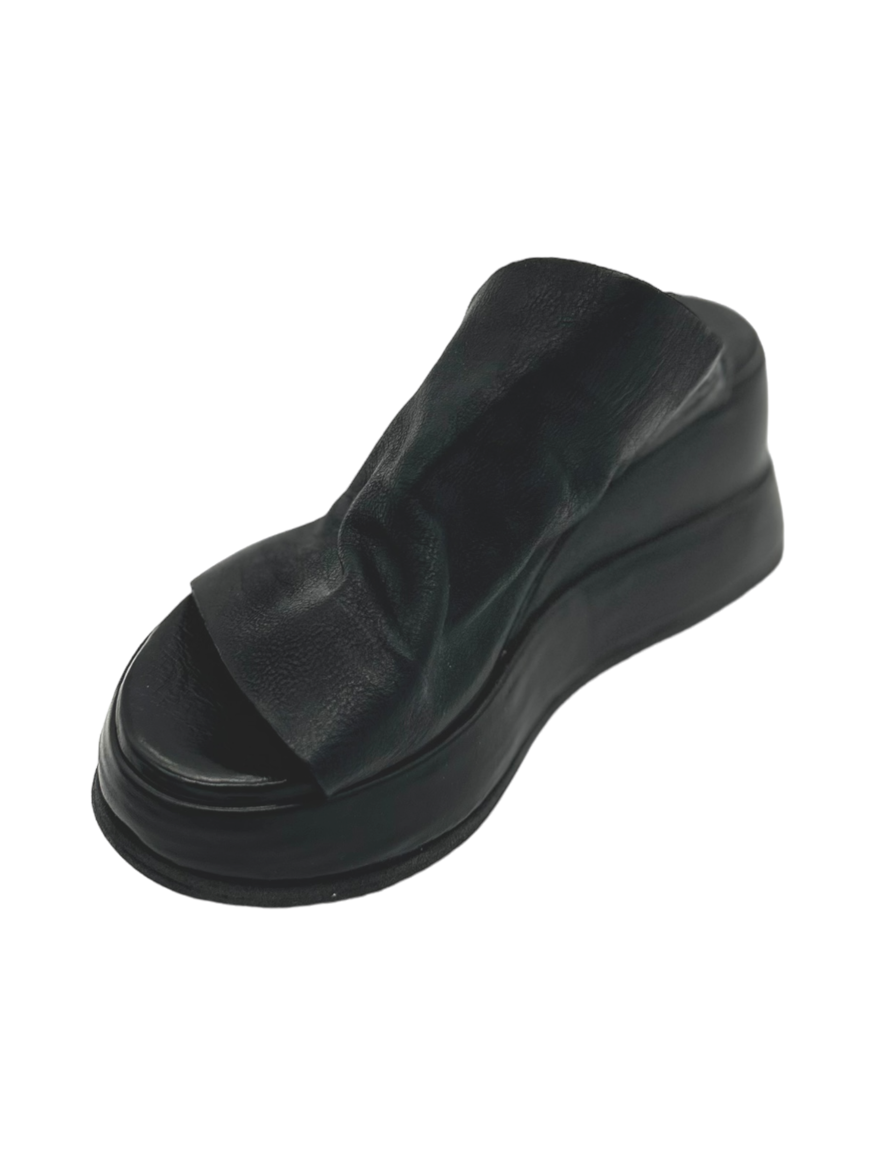 Ciabatta zeppa pelle donna Black AS98 - B27008 -