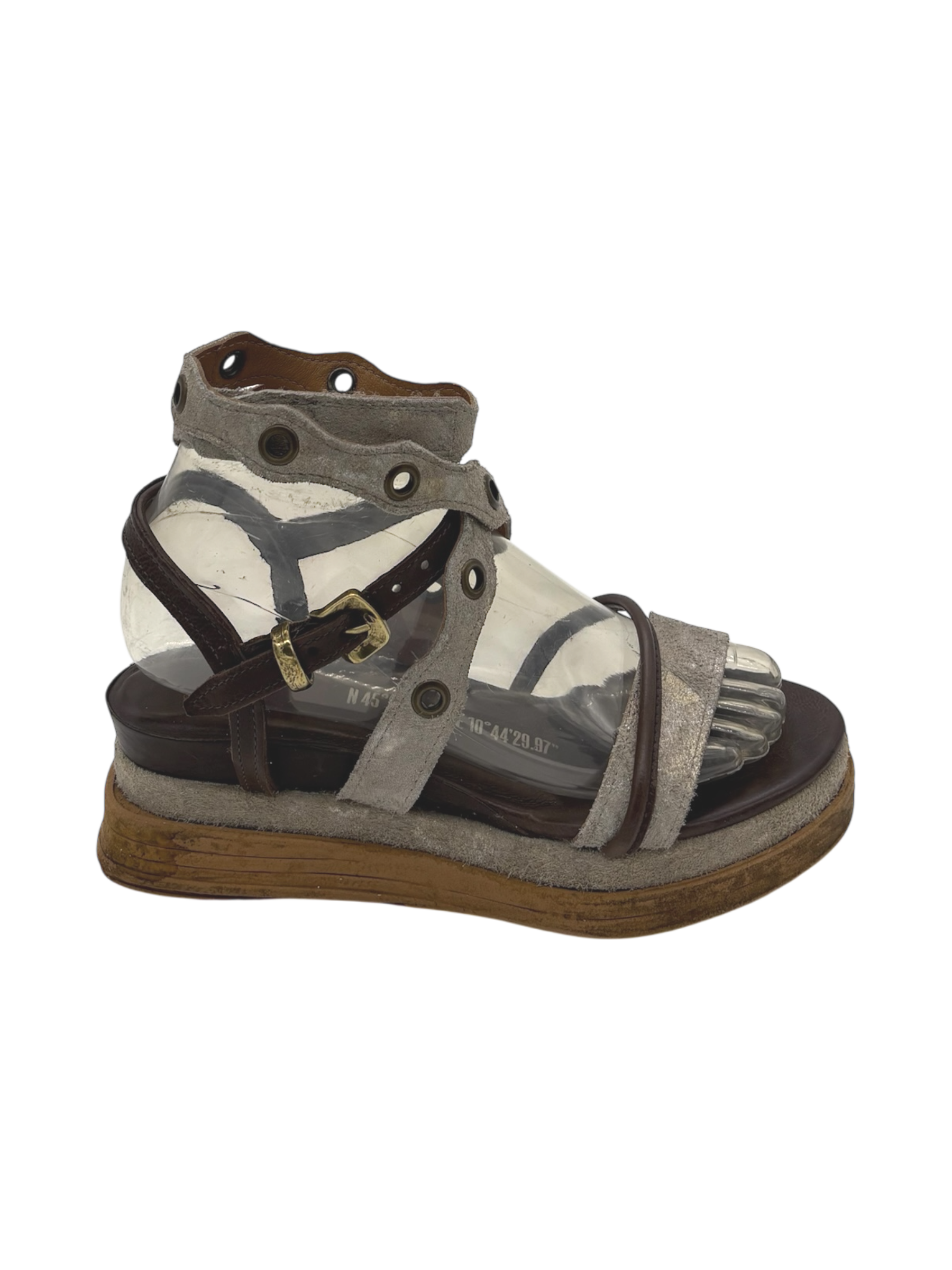 Sandalo in pelle zeppa donna AS98 Cartoon Ebano - A15050 -