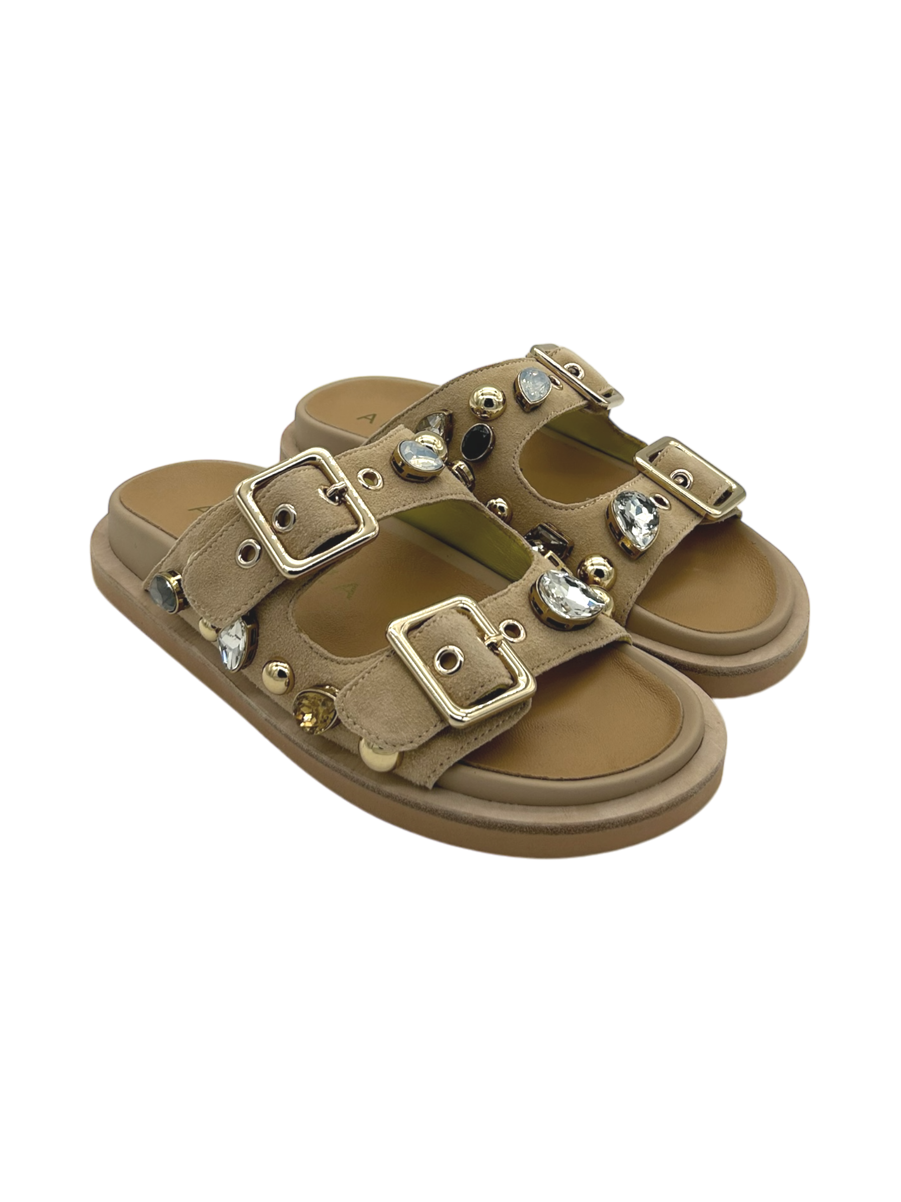 Ciabatta pelle donna Apepazza Beige - Fiore -
