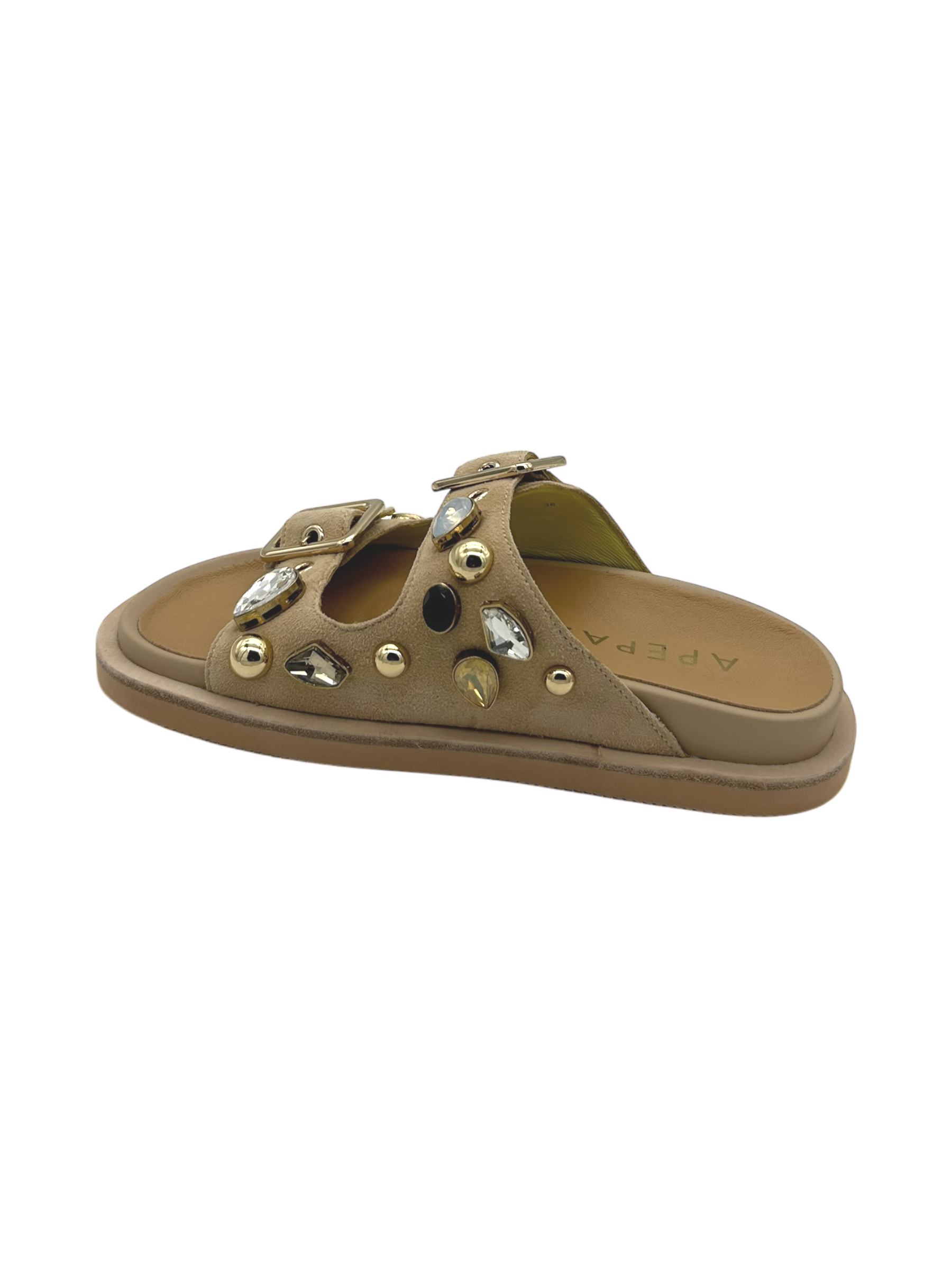 Ciabatta pelle donna Apepazza Beige - Fiore -