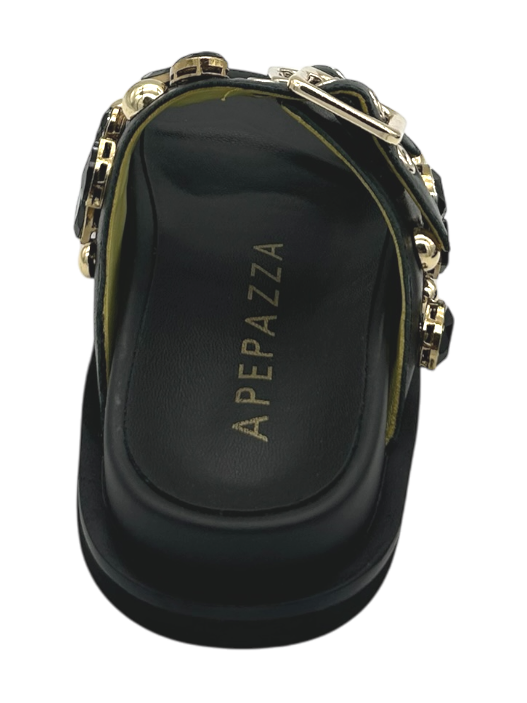 Ciabatta pelle donna Apepazza Black - Fiore -