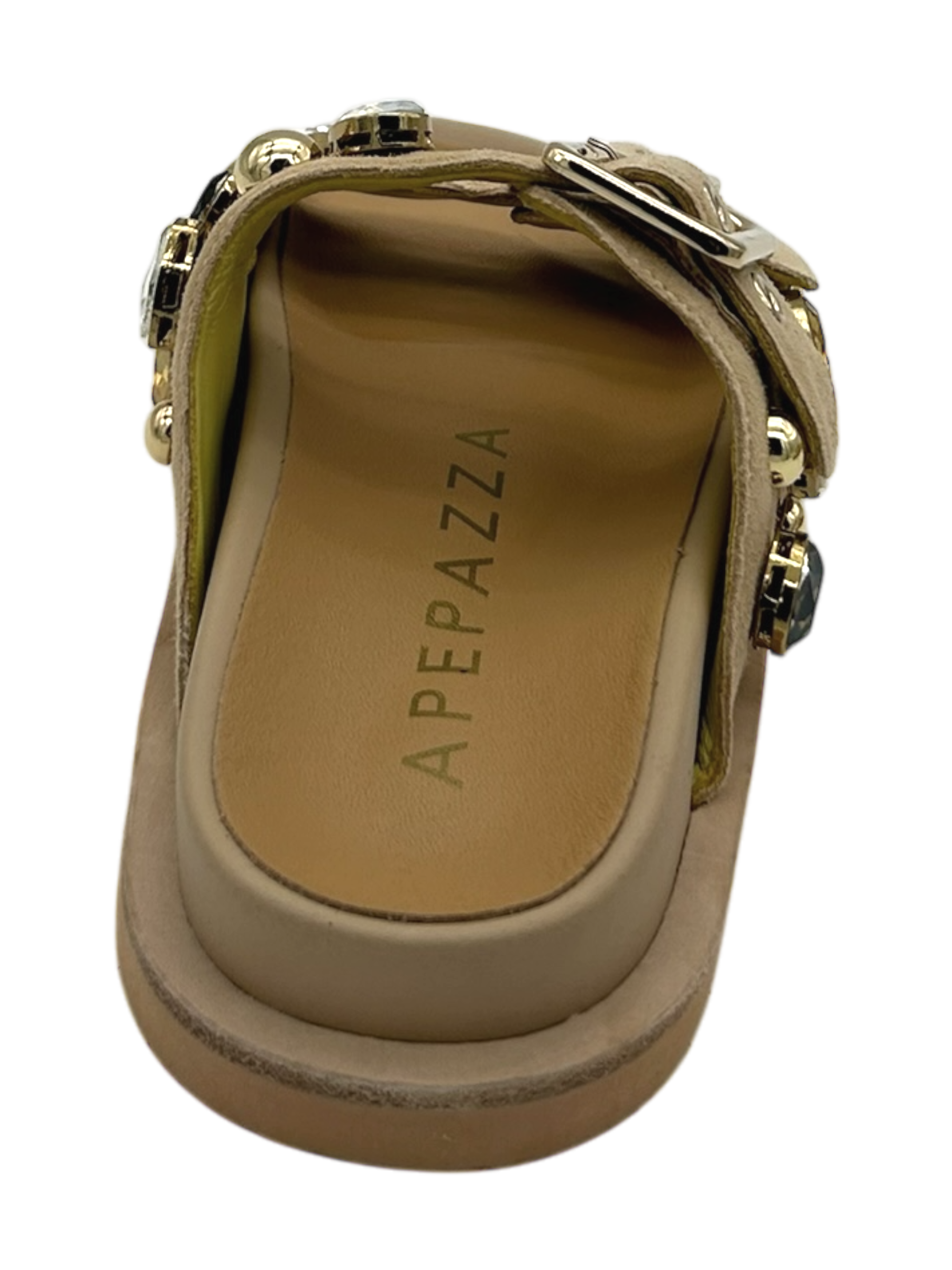 Ciabatta pelle donna Apepazza Beige - Fiore -