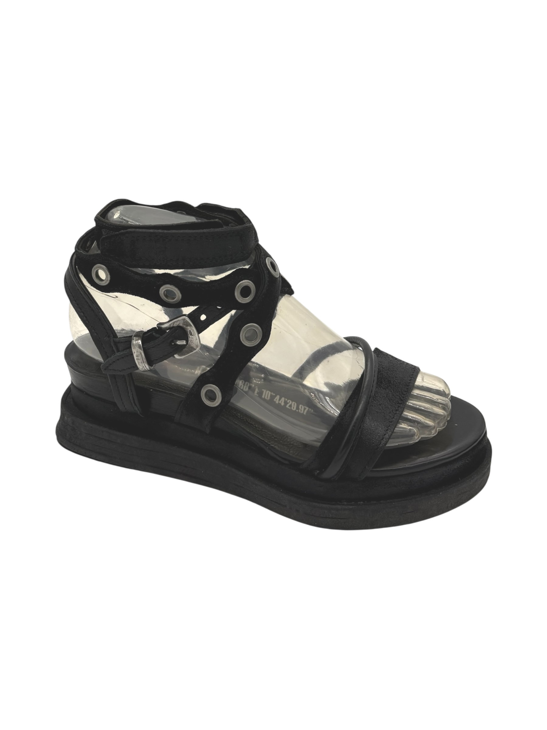 Sandalo in pelle zeppa donna As98 Black - A15050 -