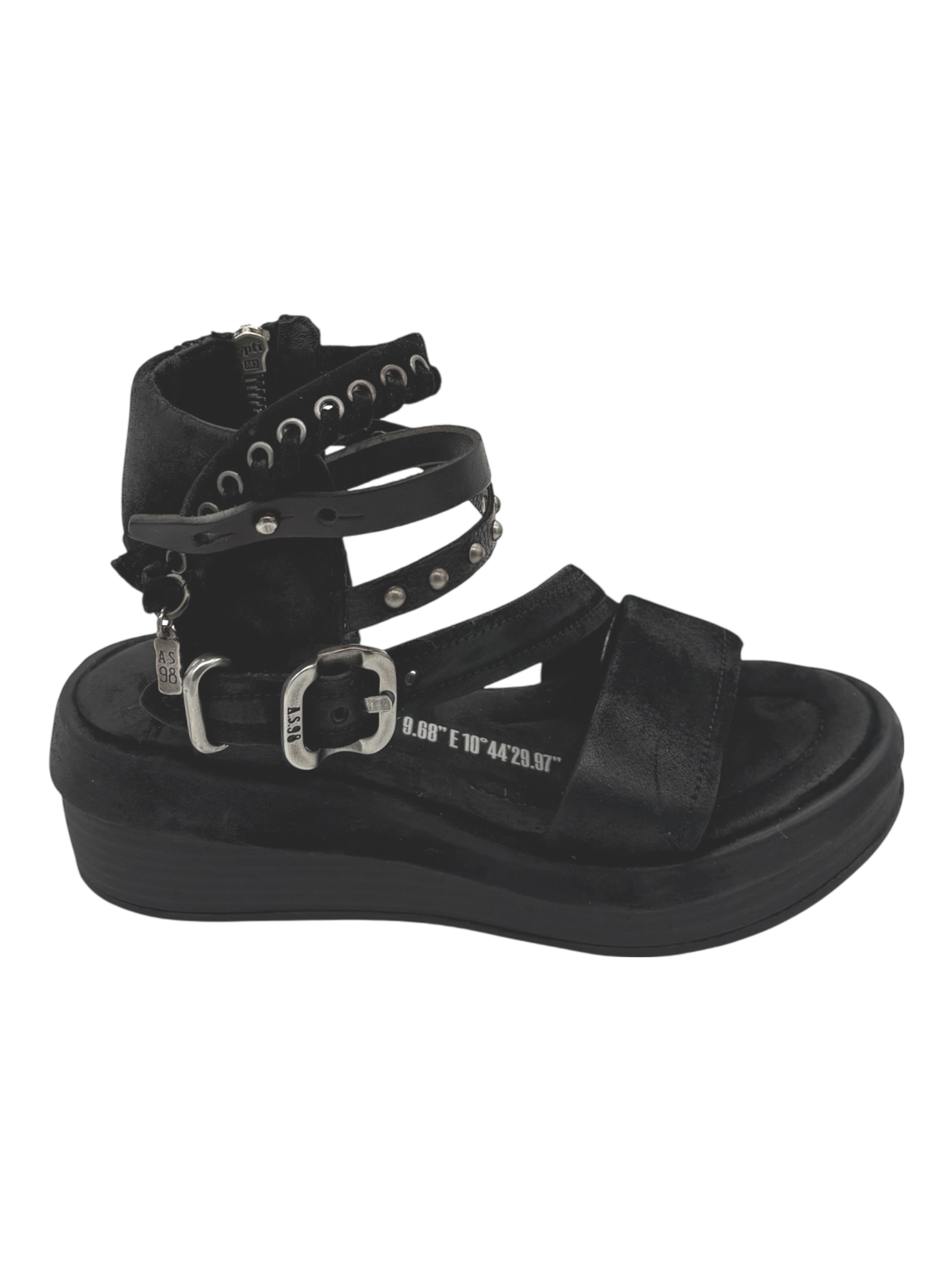 Sandalo in pelle zeppa donna As98 Lagos Black - A15053 -