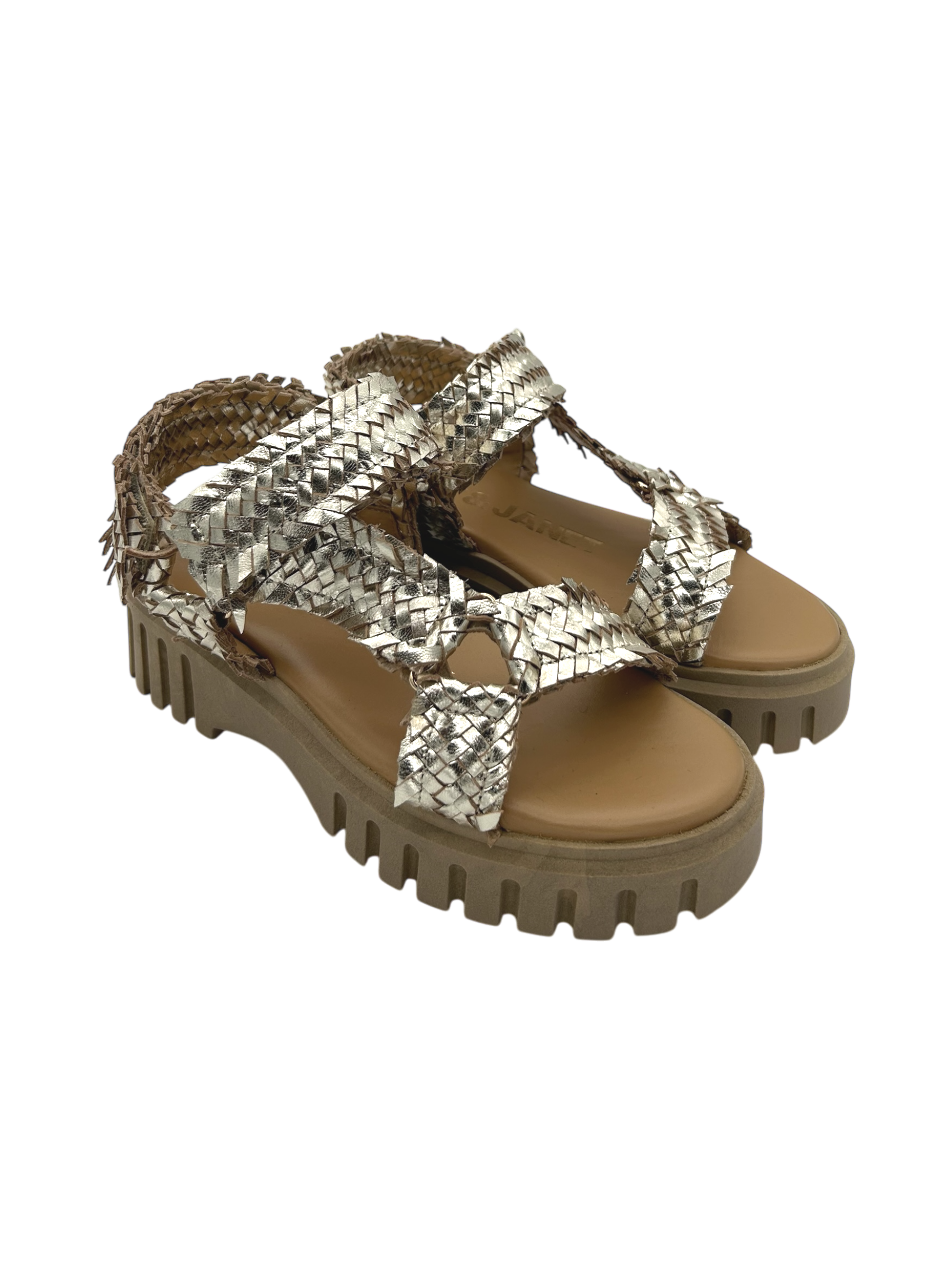 Sandalo pelle donna Janet & Janet Gold - J 118 -