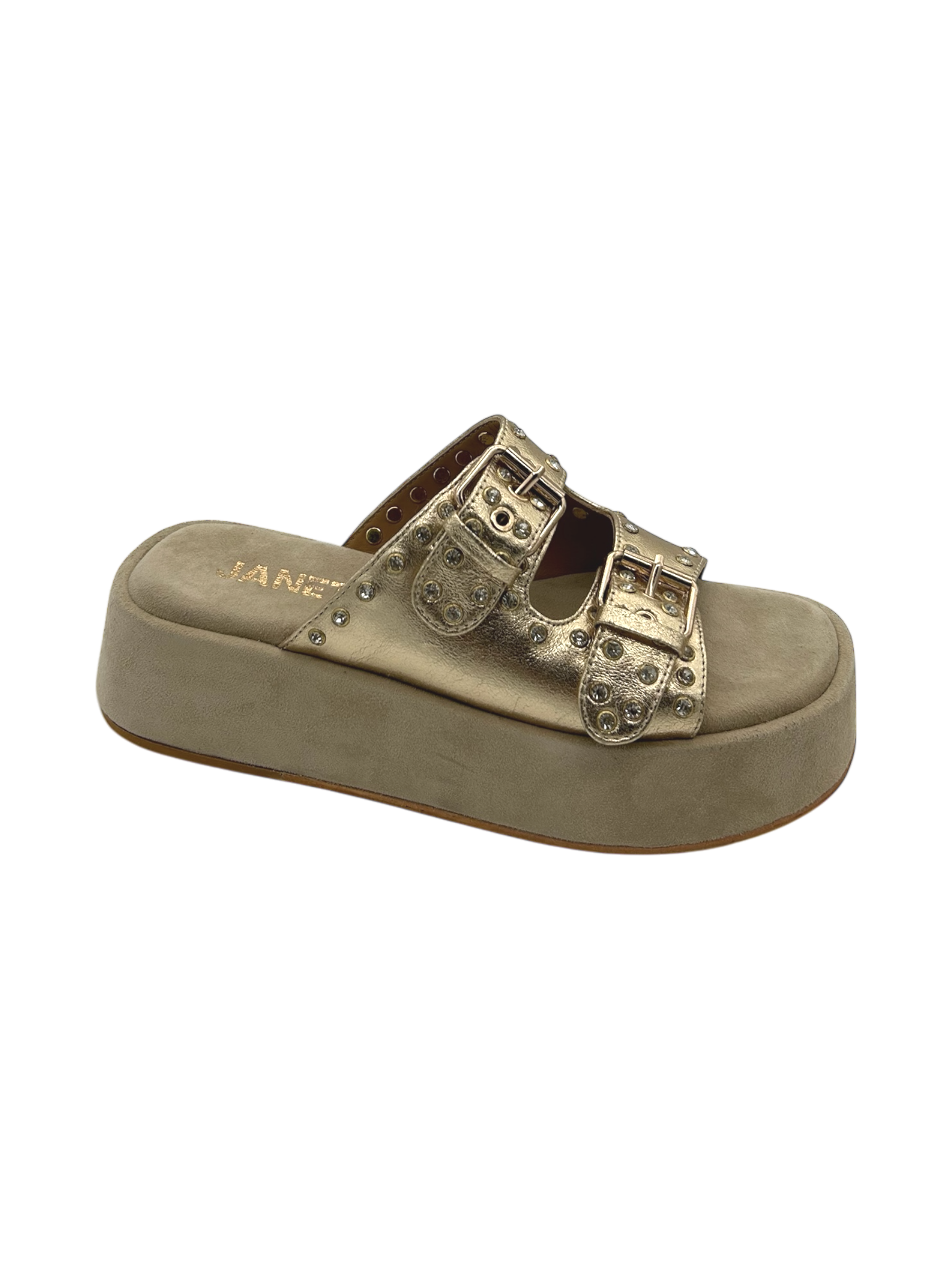 Sandalo pelle donna Janet & Janet Gold - J 116 -