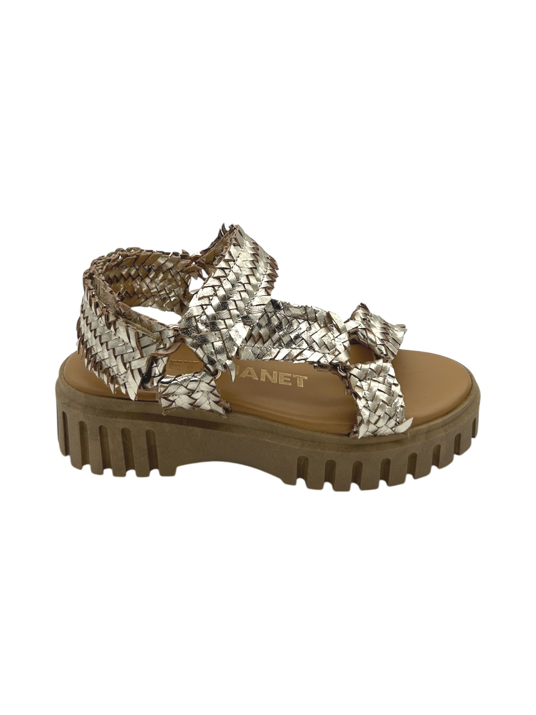 Sandalo pelle donna Janet & Janet Gold - J 118 -