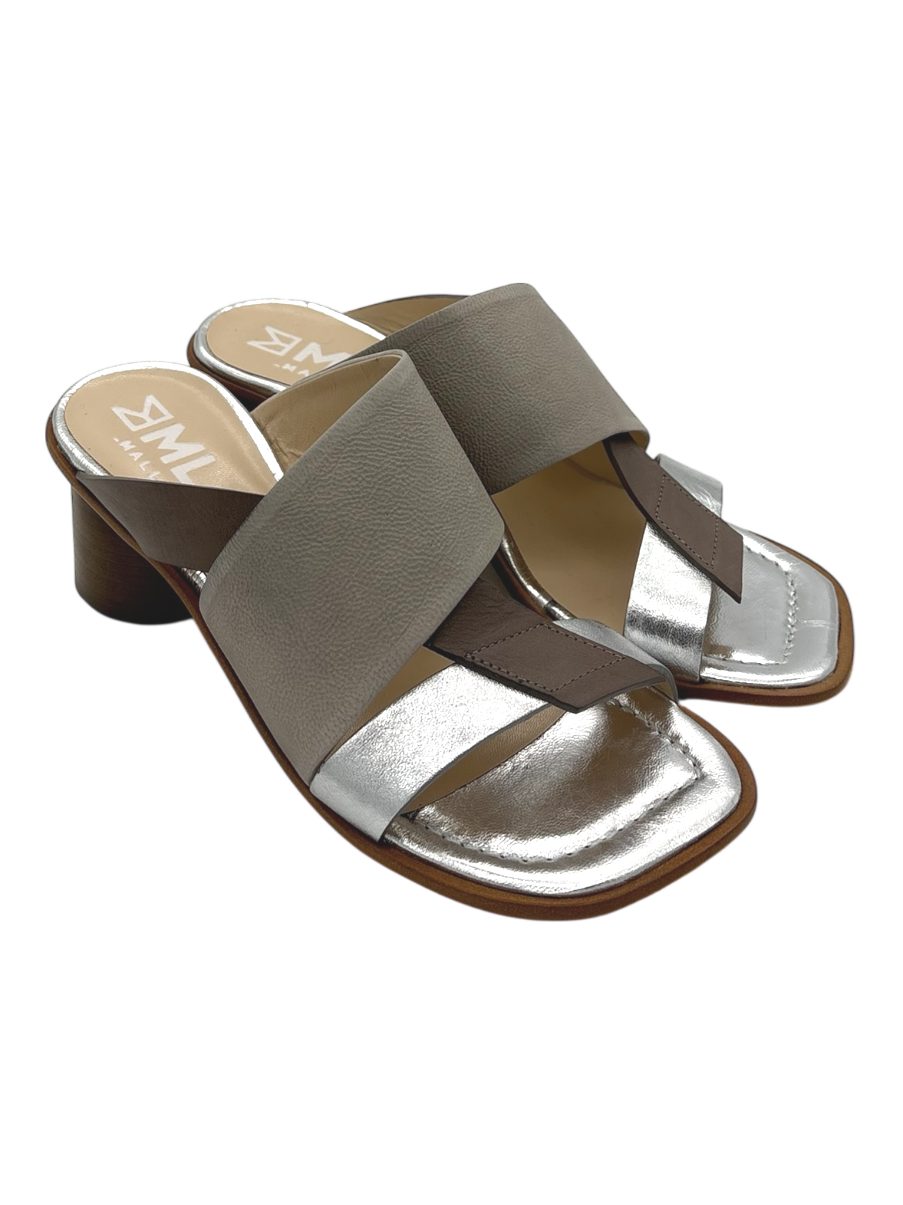 Sandalo pelle donna Malloni Argento-tortora -X26E30608-