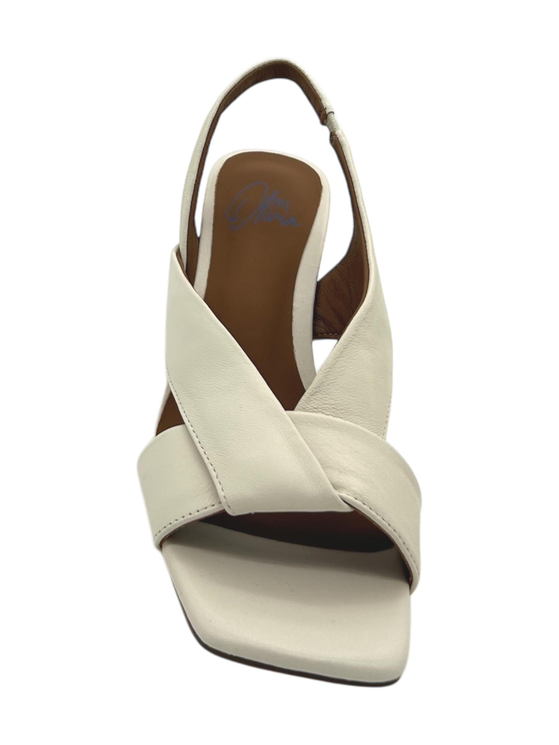 Sandalo pelle donna Miss Olivia Off White - Linda B -