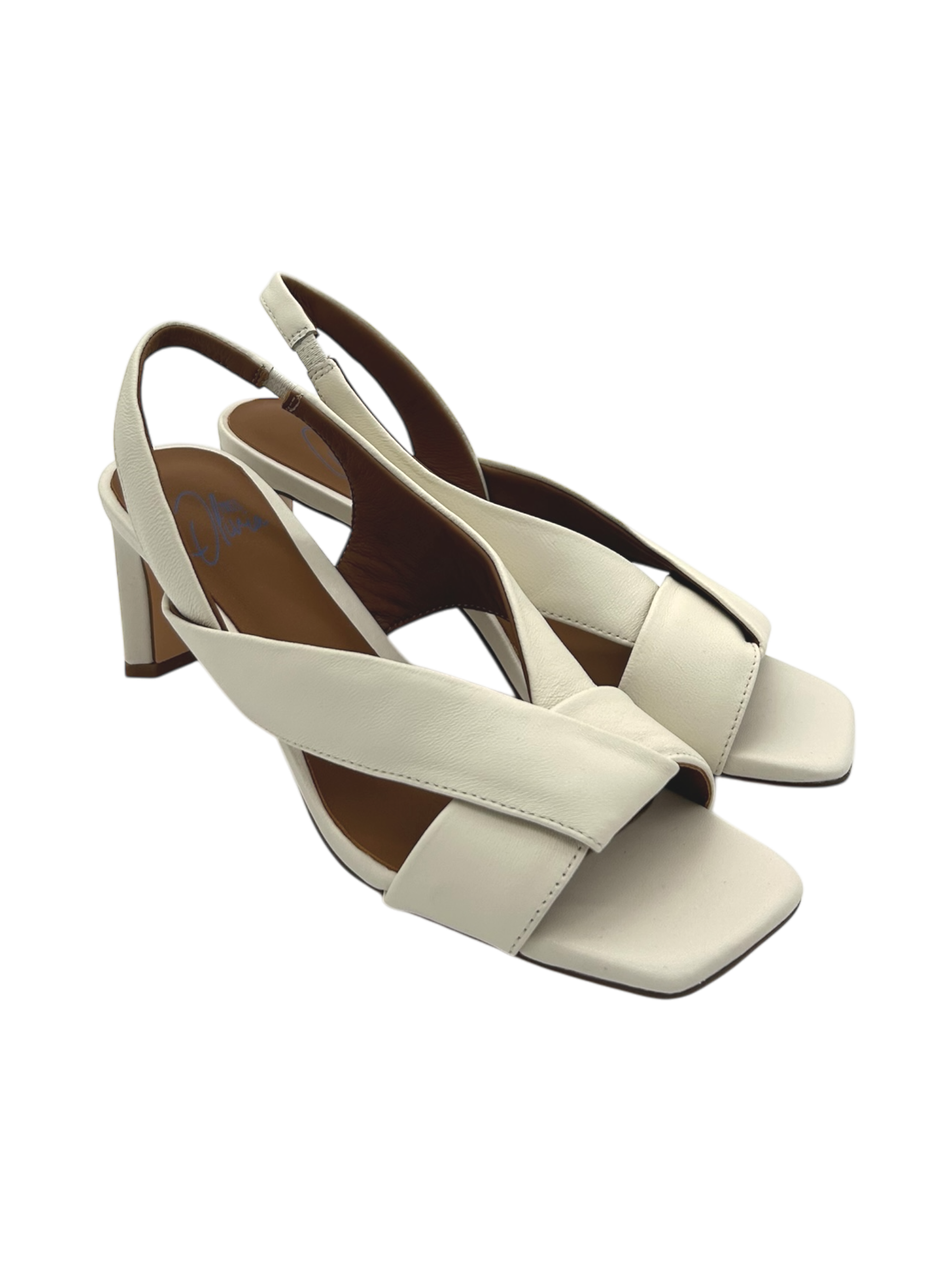 Sandalo pelle donna Miss Olivia Off White - Linda B -