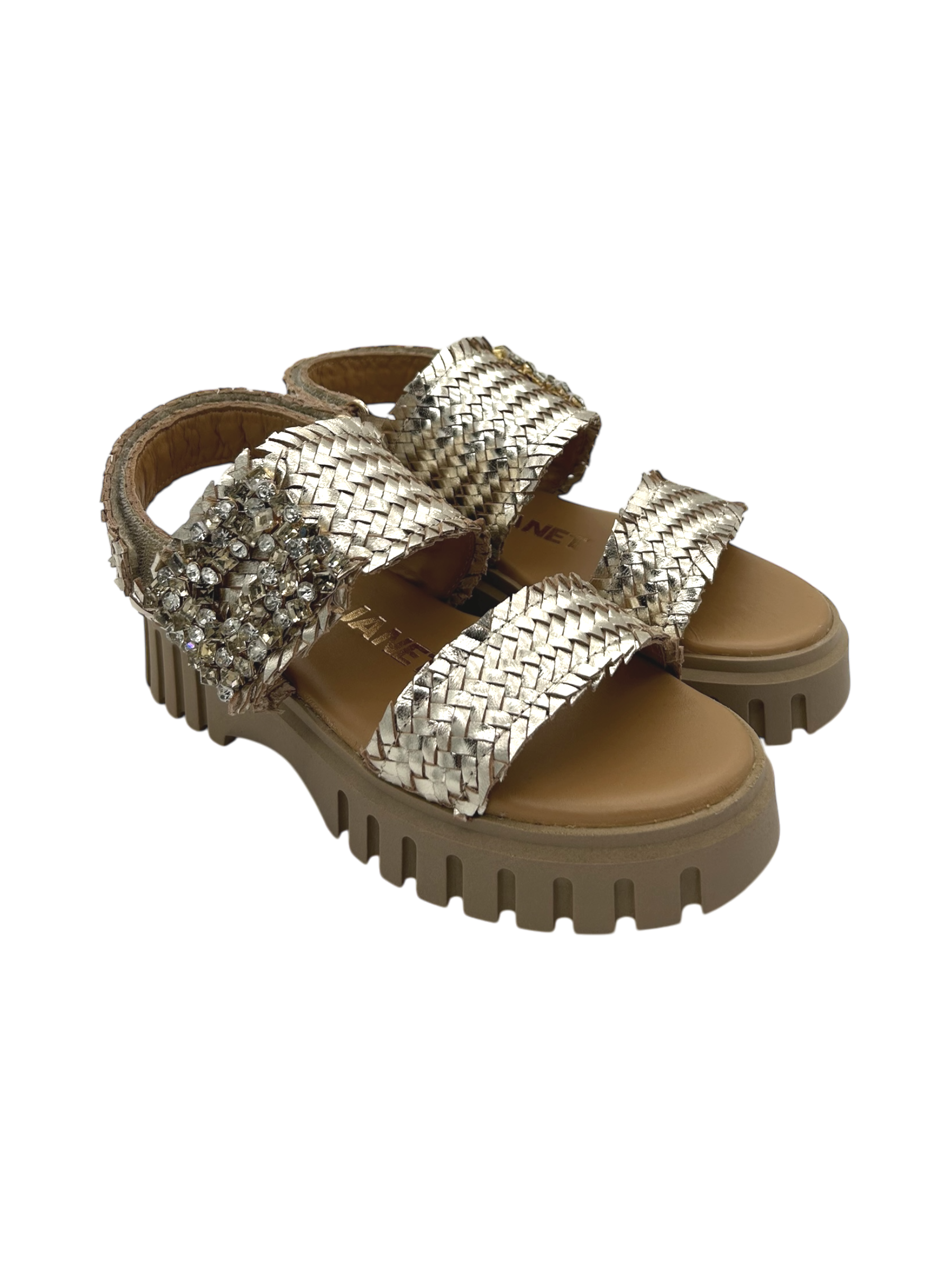 Sandalo pelle donna Janet & Janet Gold - J 117 -