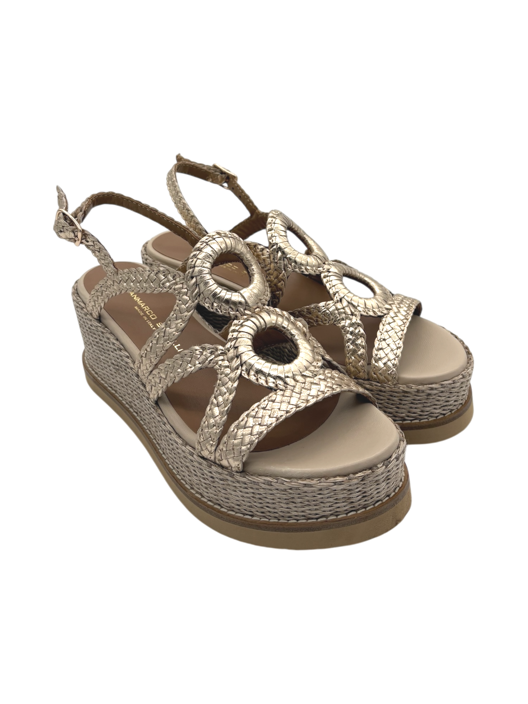 Sandalo pelle donna GIANMARCO SORELLI Gold -12270 Jil-