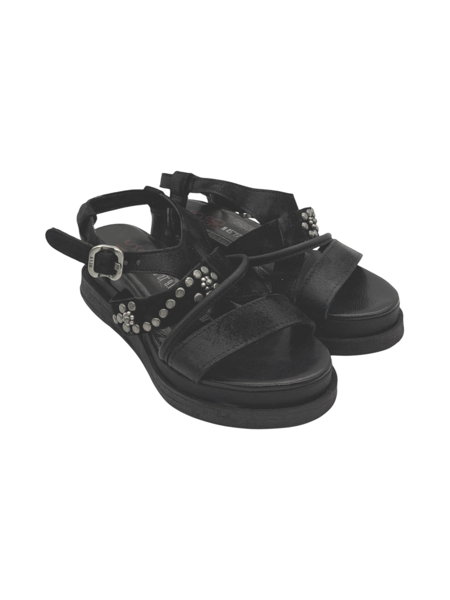 Sandalo in pelle zeppa donna As98 Lagos Black - A15053 -