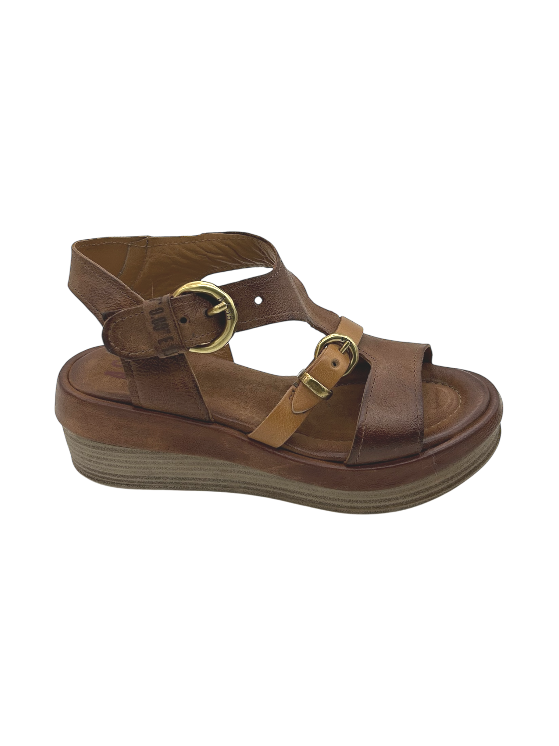 Sandalo in pelle zeppa donna AS98 Calvados   - C02006 -