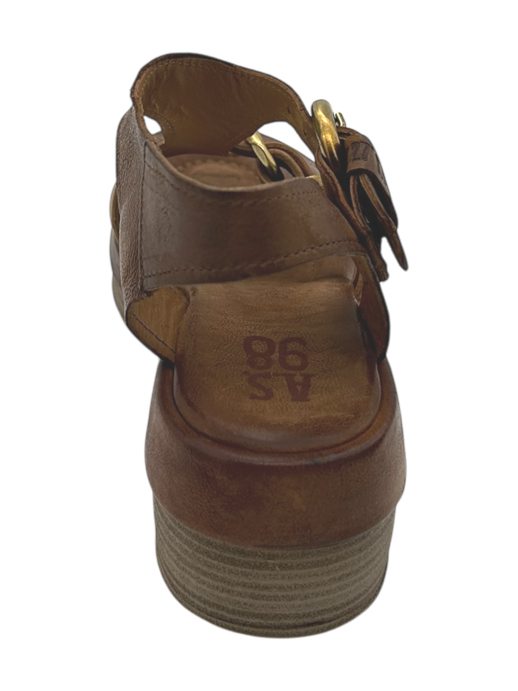 Sandalo in pelle zeppa donna AS98 Calvados   - C02006 -