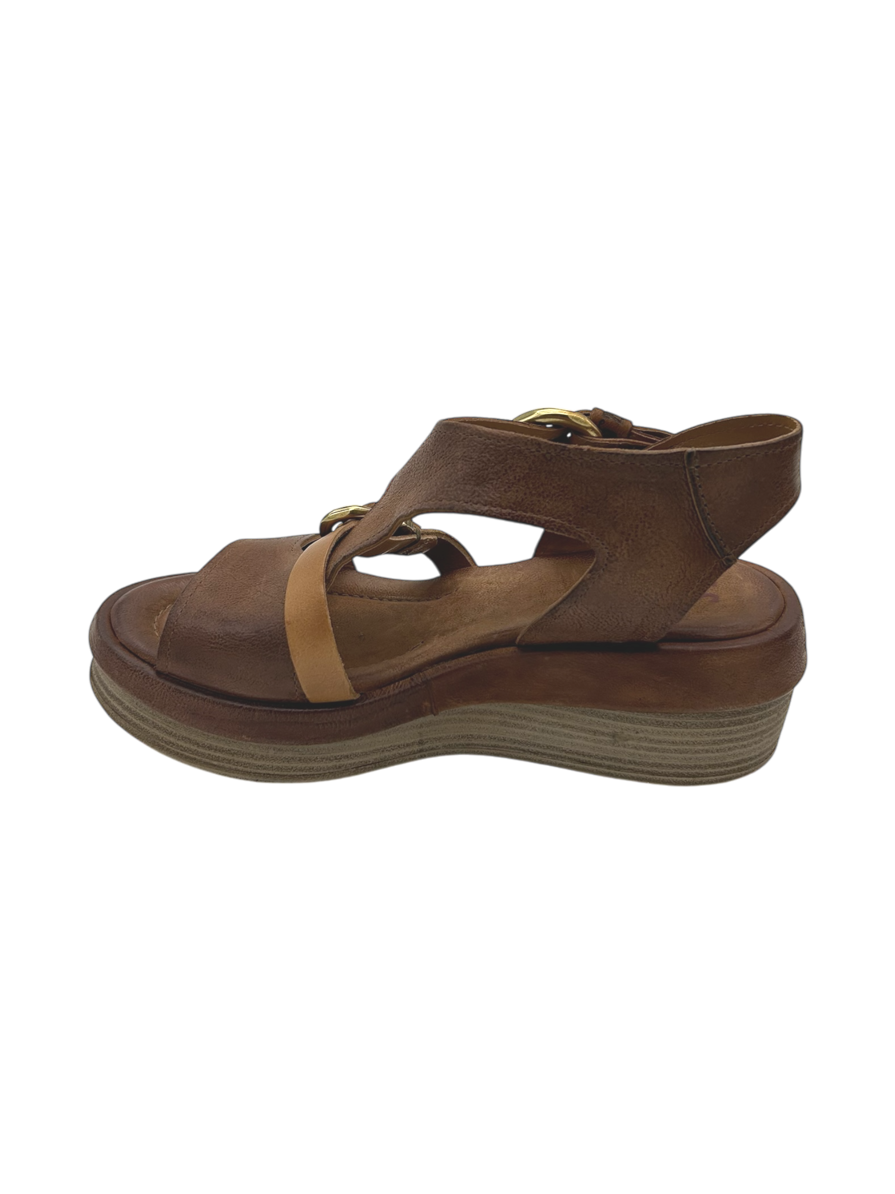 Sandalo in pelle zeppa donna AS98 Calvados   - C02006 -