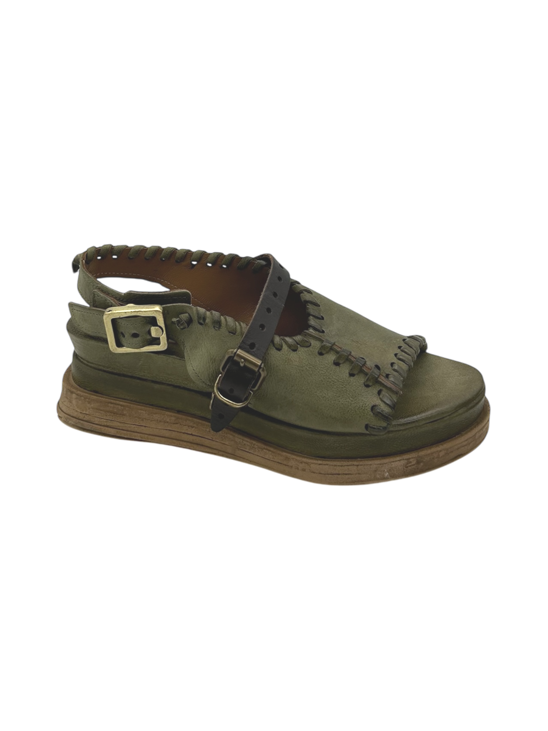 Sandalo in pelle zeppa donna AS98 Lagos Green - A15042 -