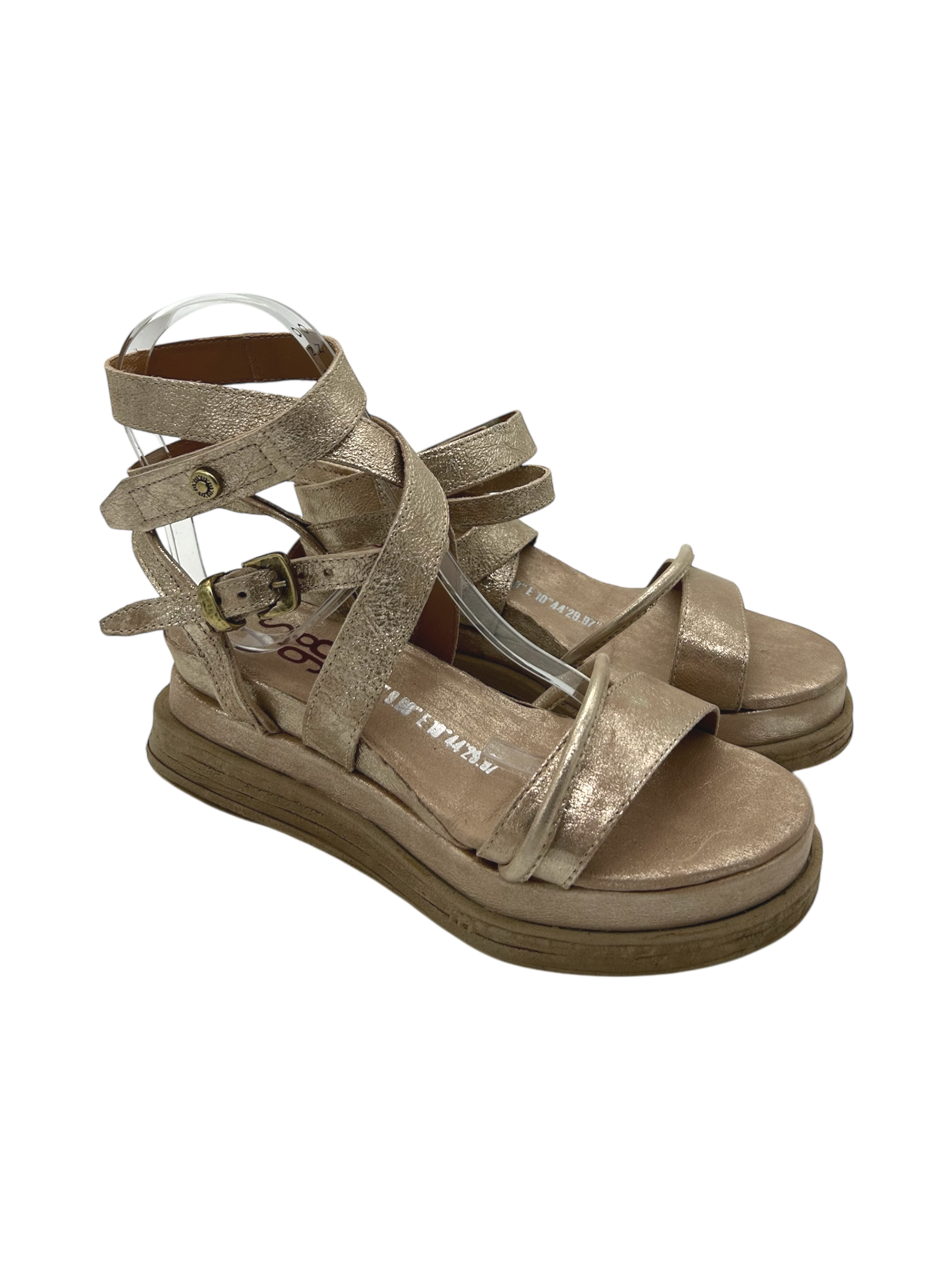 Sandalo in pelle zeppa donna As98 Lagos Platino - A15006 -