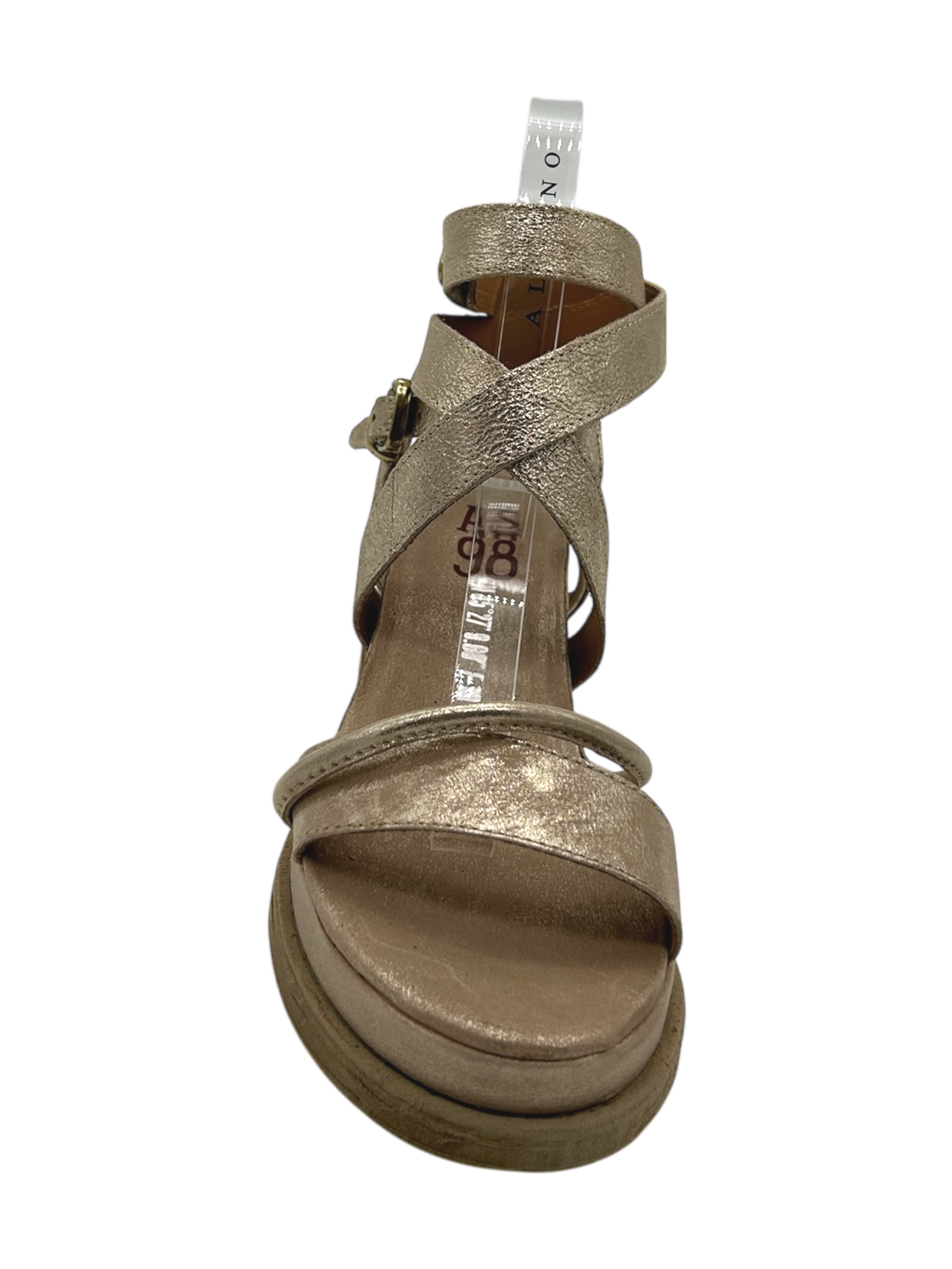 Sandalo in pelle zeppa donna As98 Lagos Platino - A15006 -