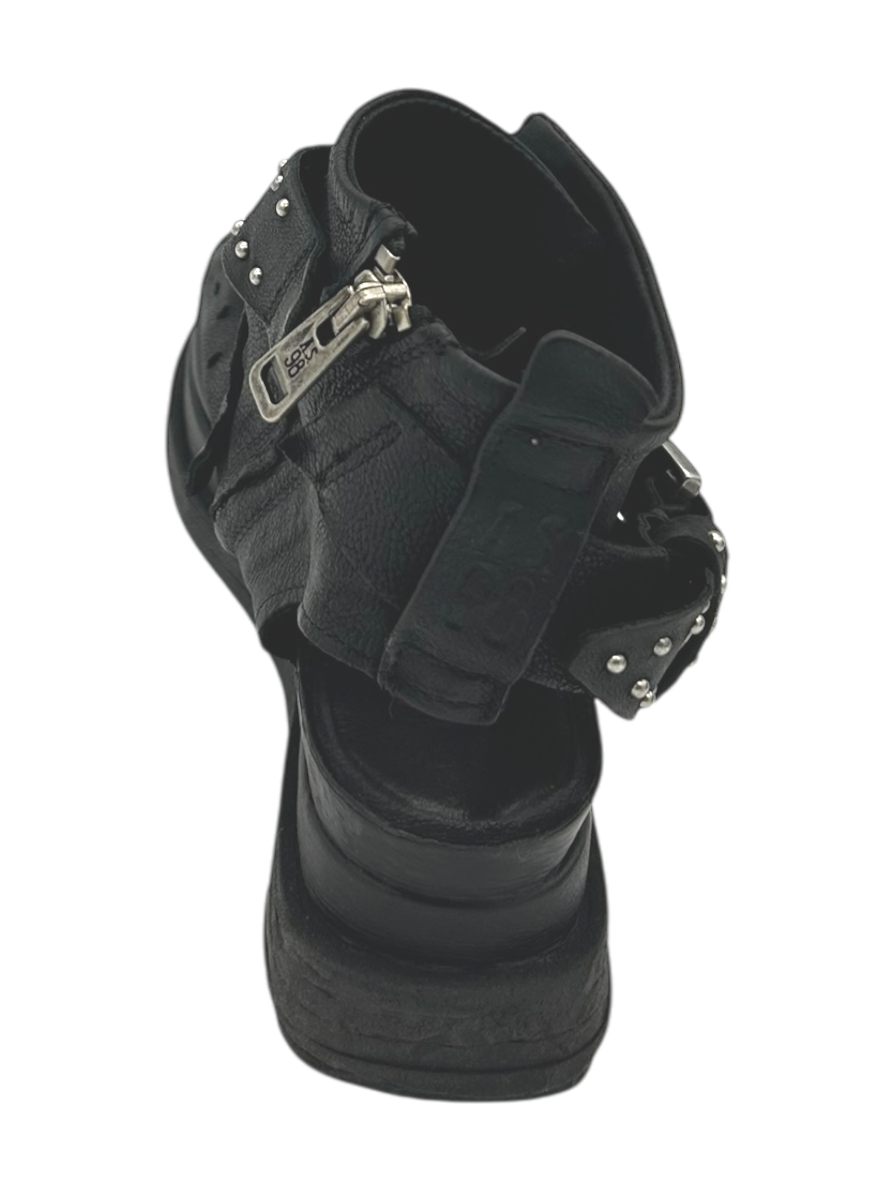 Sandalo in pelle zeppa donna AS98 Nero - A15036 -