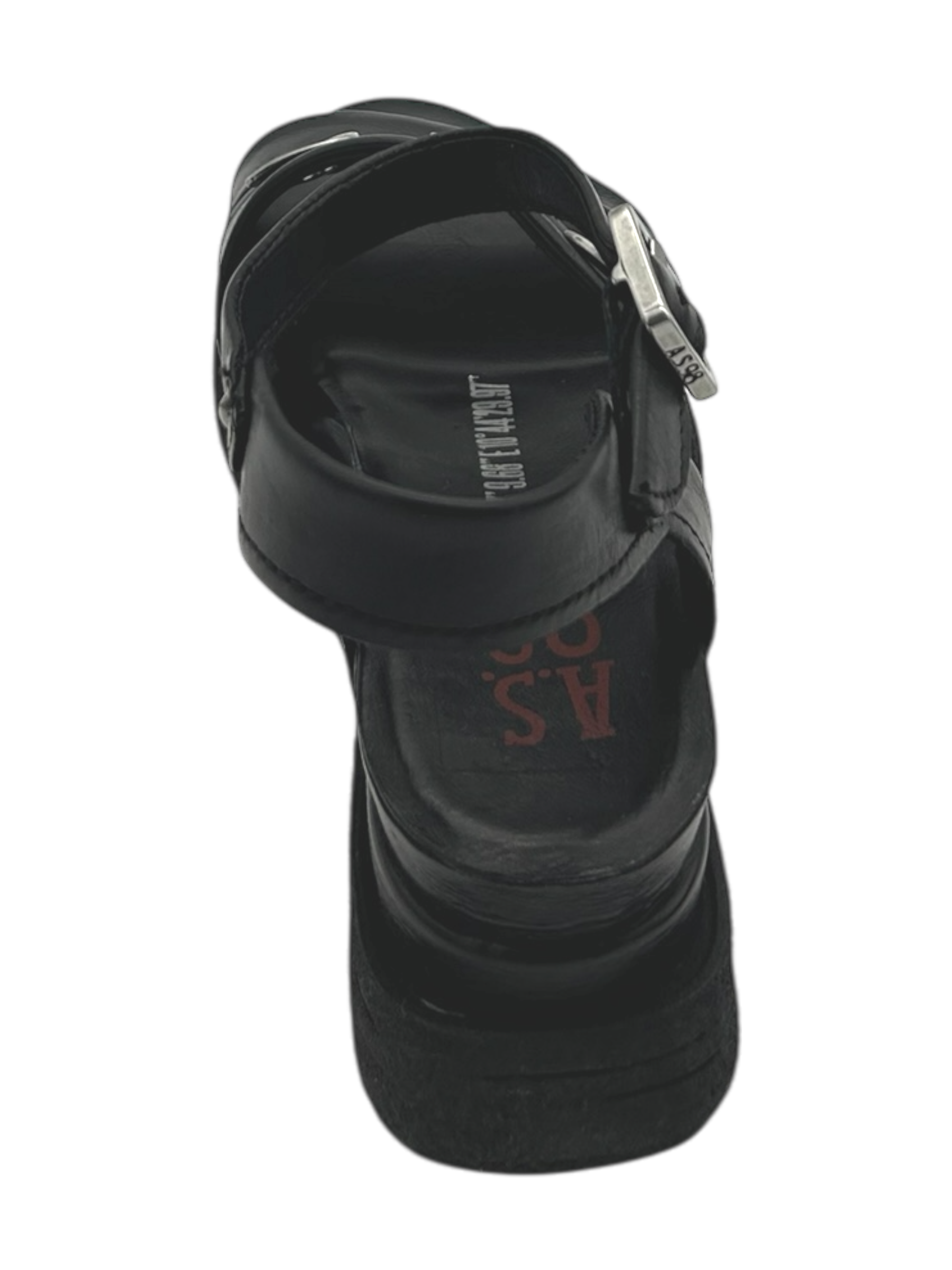 Sandalo in pelle zeppa donna AS98 Nero - A15040 -