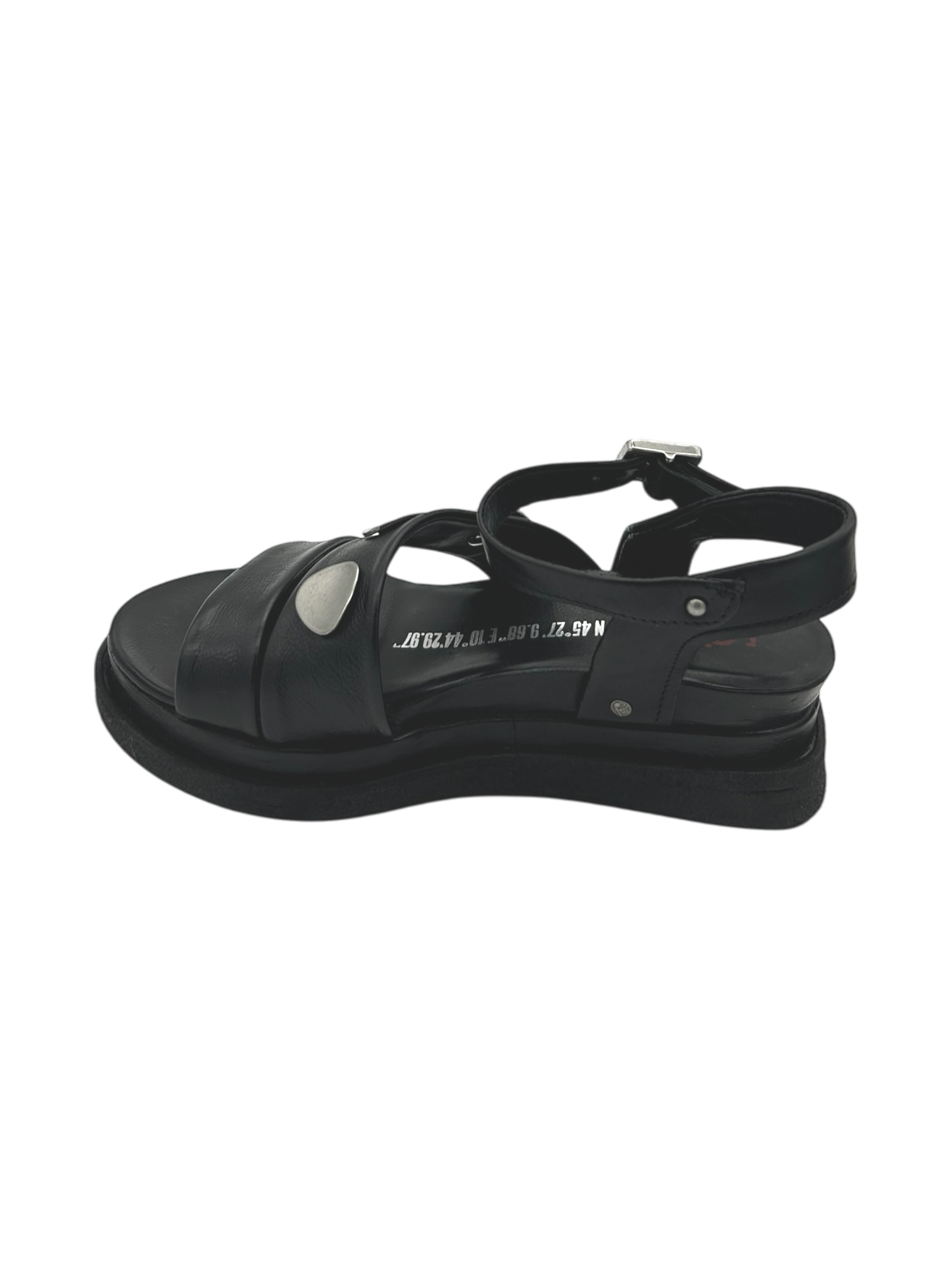 Sandalo in pelle zeppa donna AS98 Nero - A15040 -