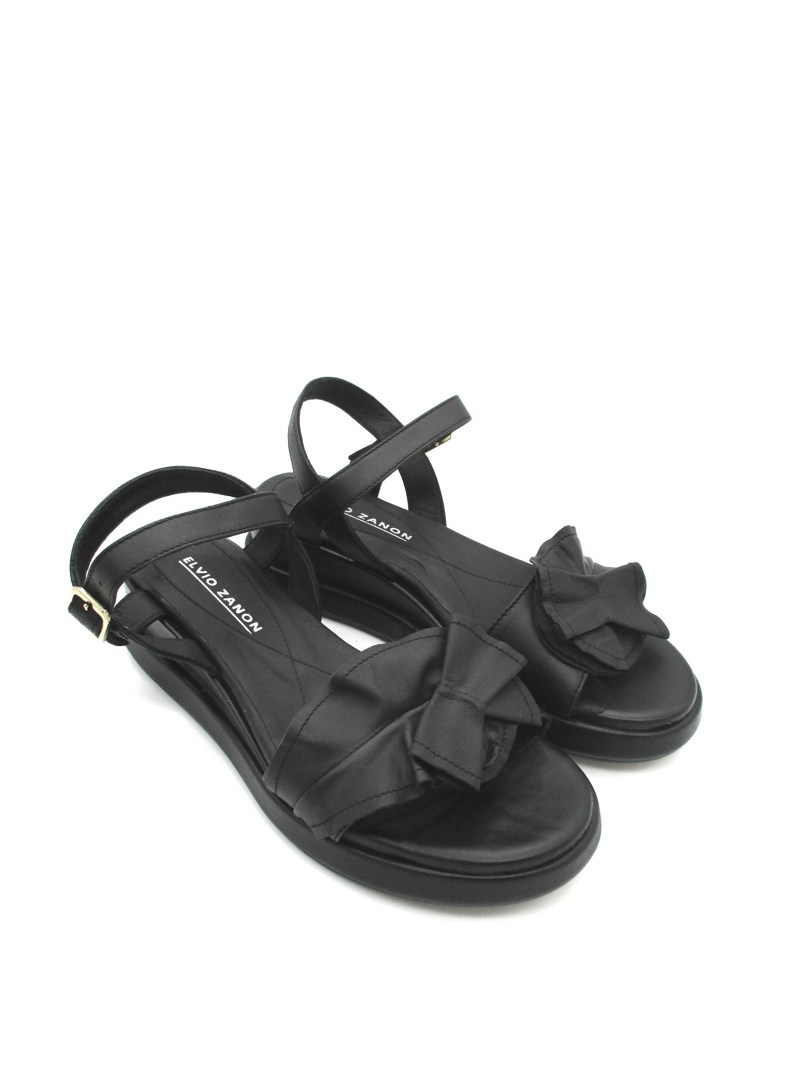 Sandalo pelle Zeppa Elvio Zanon Nero - ES2101X -