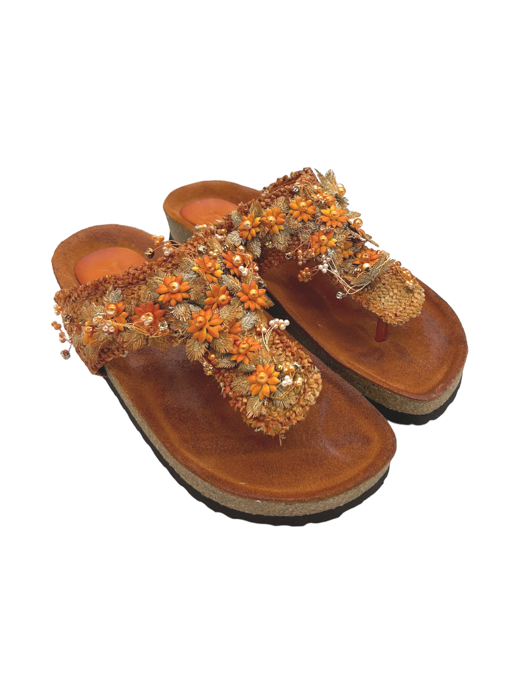 Ciabatta pelle Zoe raffia Arancio - Denver 01 -