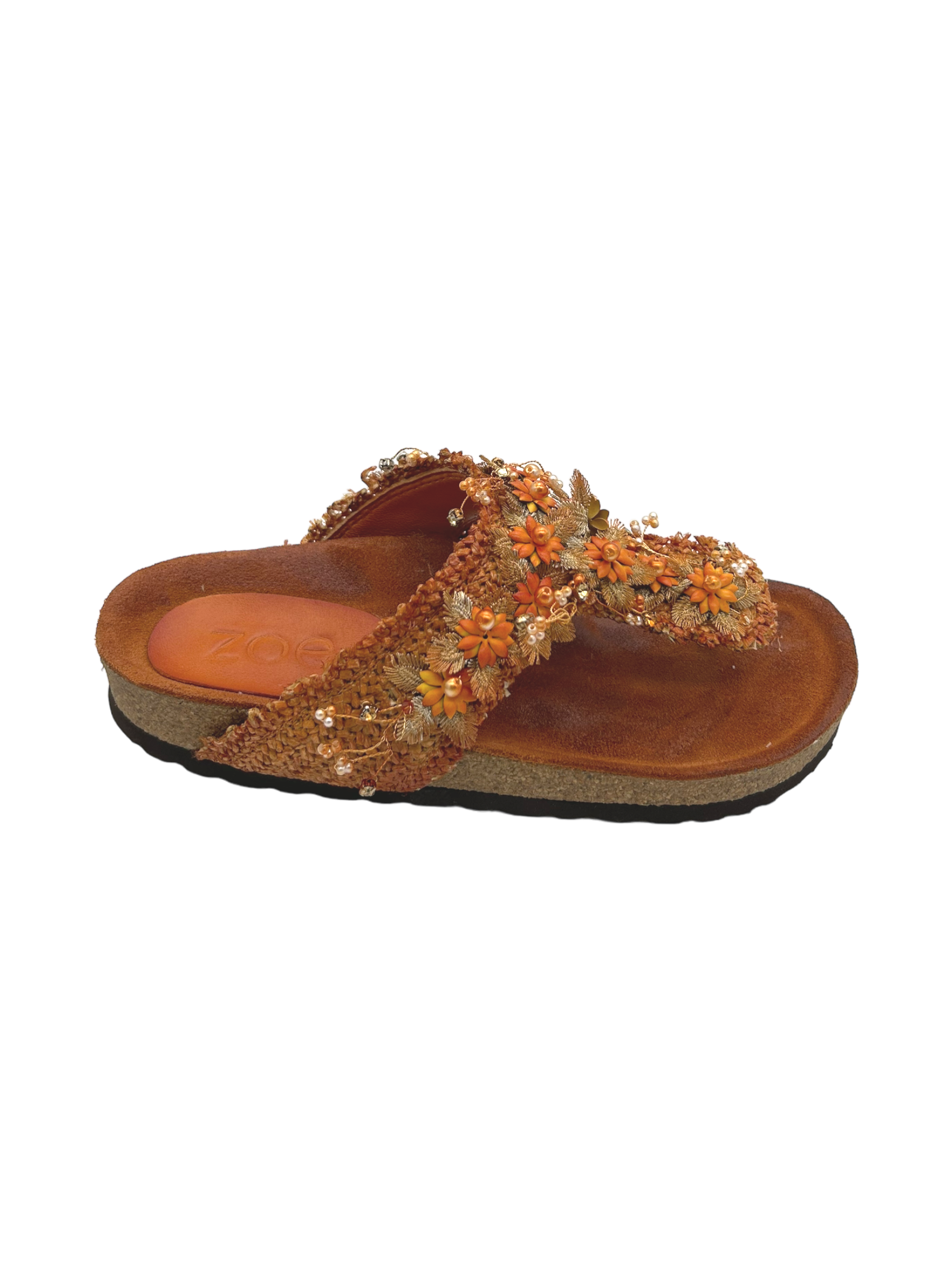 Ciabatta pelle Zoe raffia Arancio - Denver 01 -