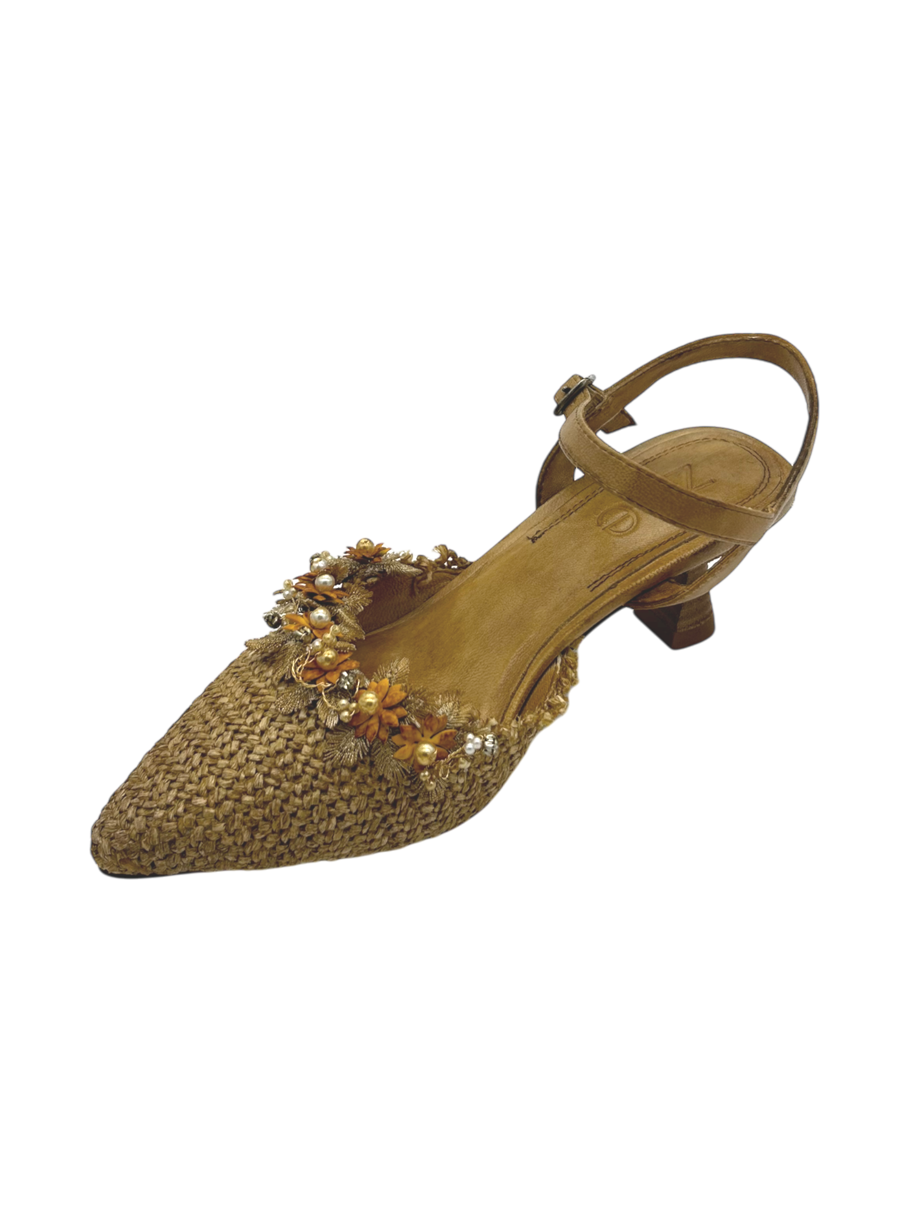 Sandalo pelle Zoe raffia Cuoio - Iowa 02 -