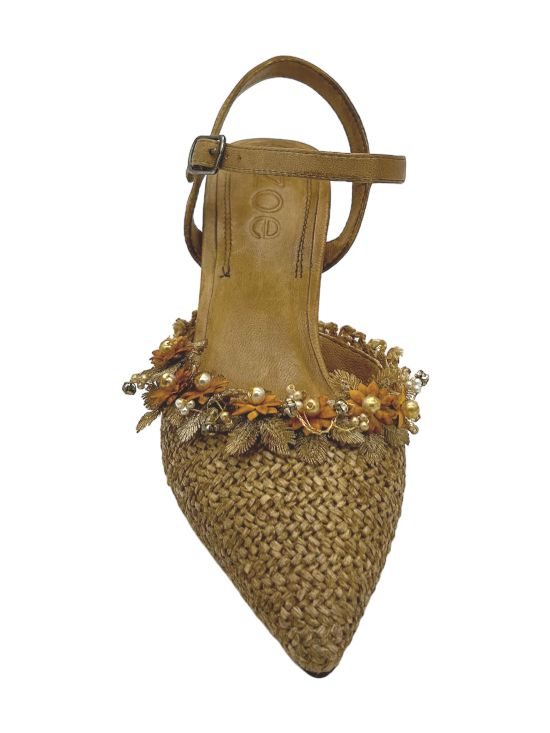 Sandalo pelle Zoe raffia Cuoio - Iowa 02 -