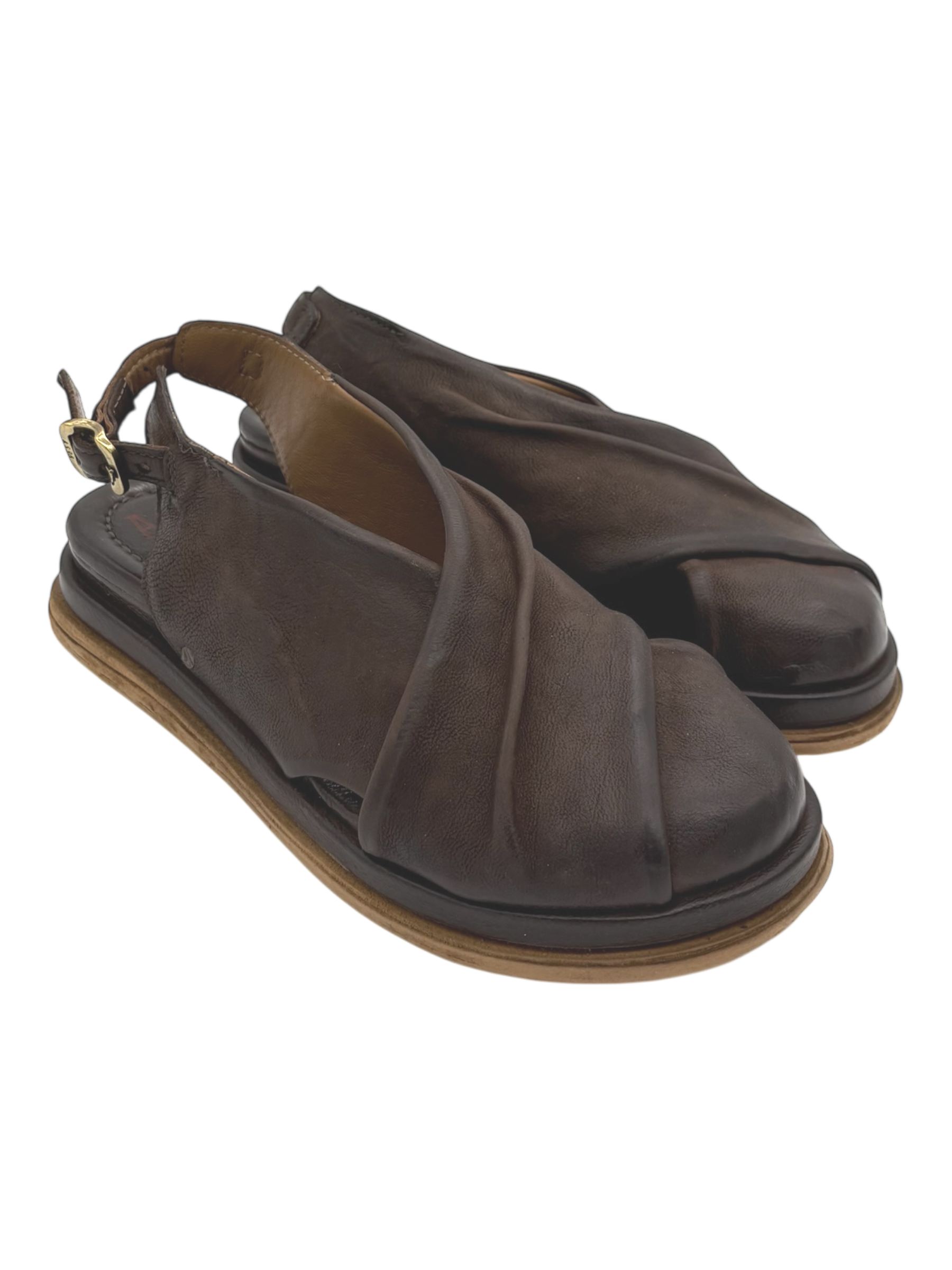 Sandalo pelle donna AS98 Ebano - B60021 -