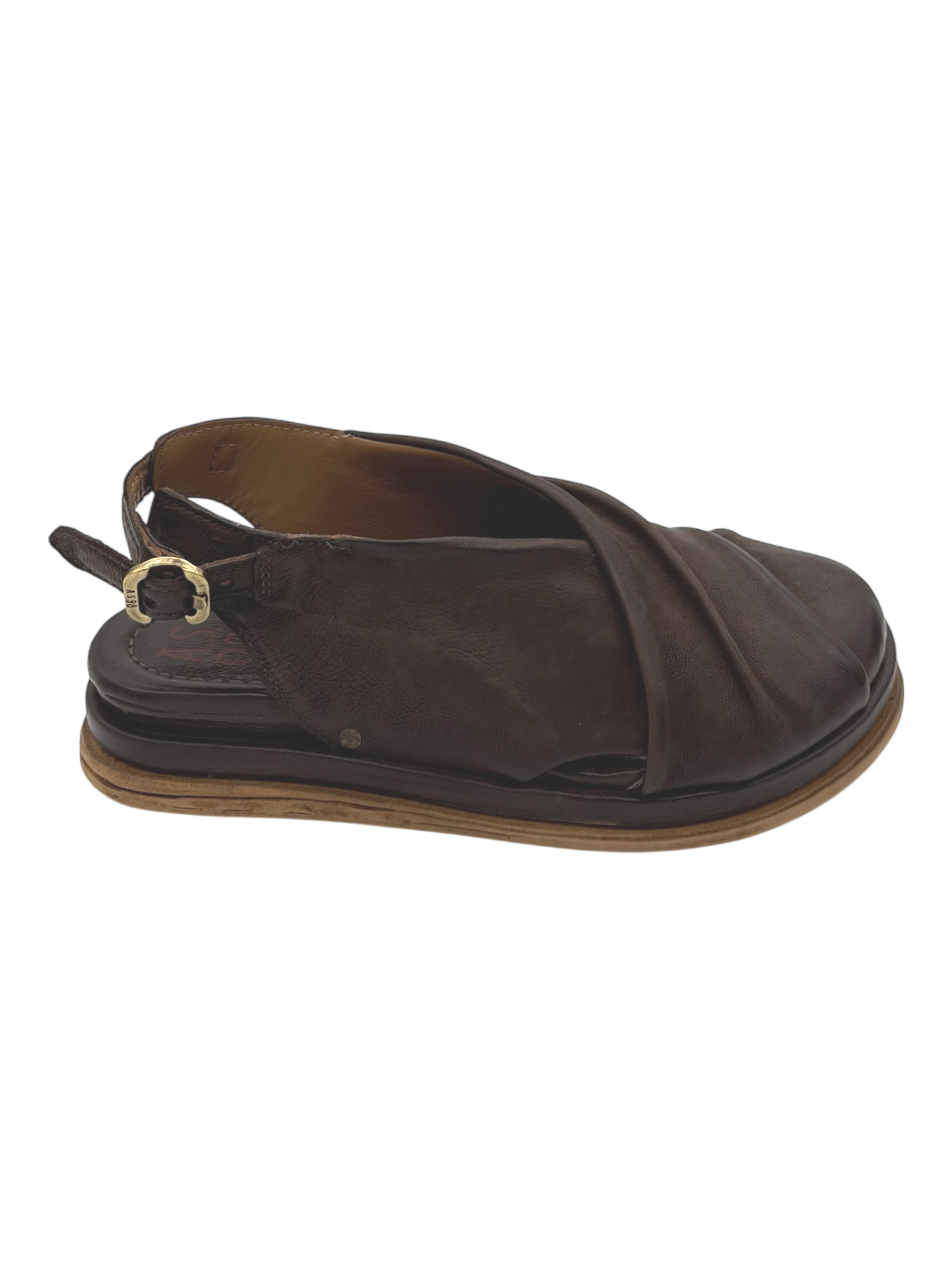 Sandalo pelle donna AS98 Ebano - B60021 -