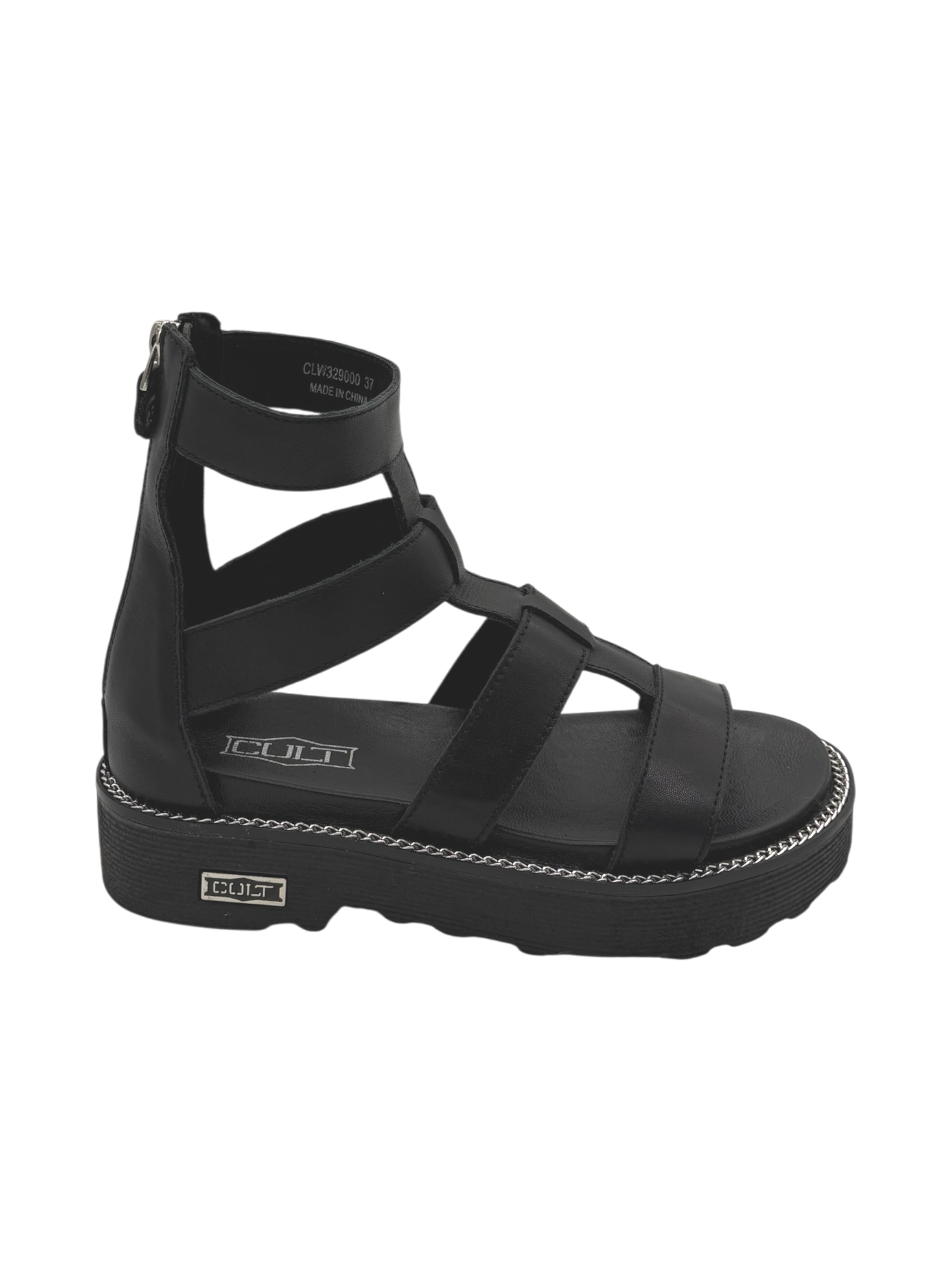 Sandalo Donna CULT Ziggy 3290 in Pelle Nera con Zeppa