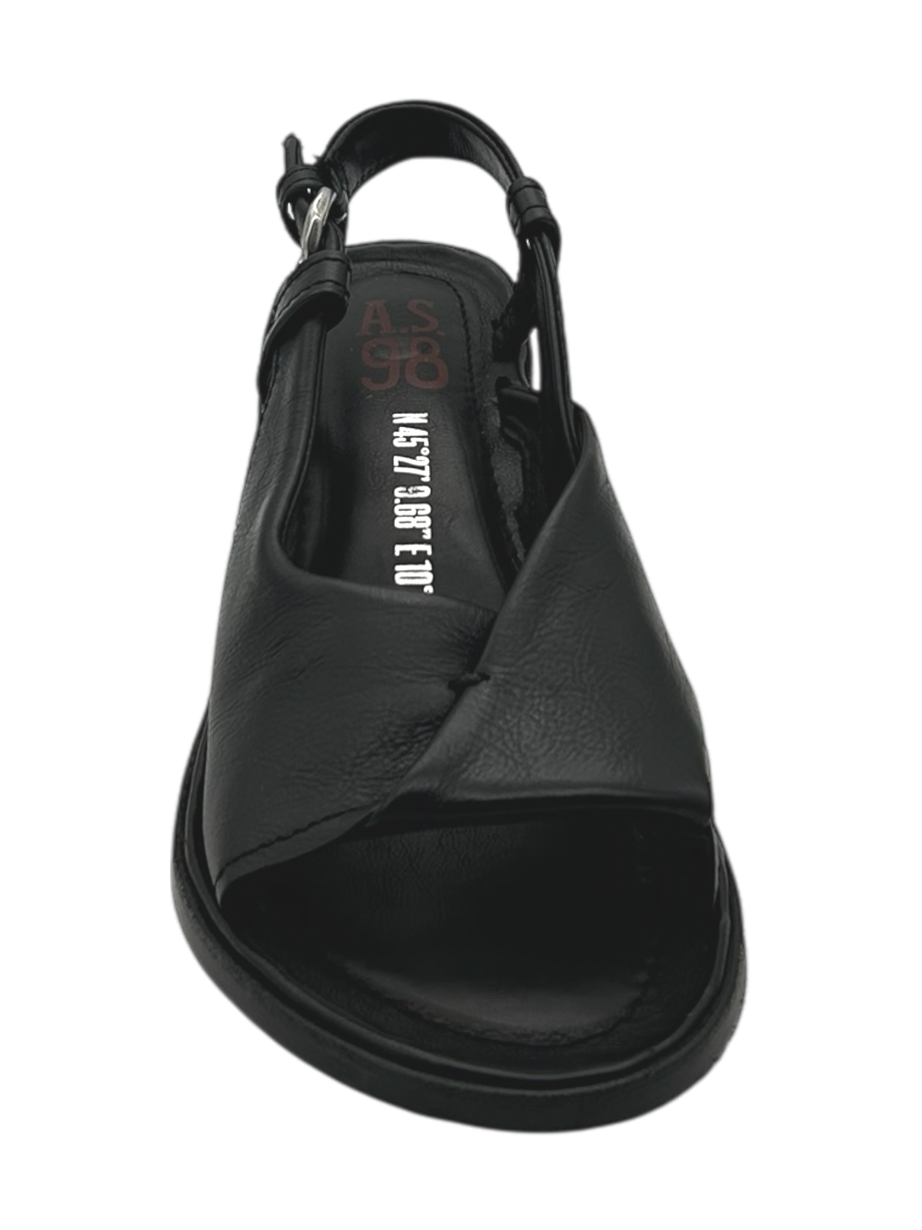 Sandalo tacco pelle donna AS98 Nero - C03002 -