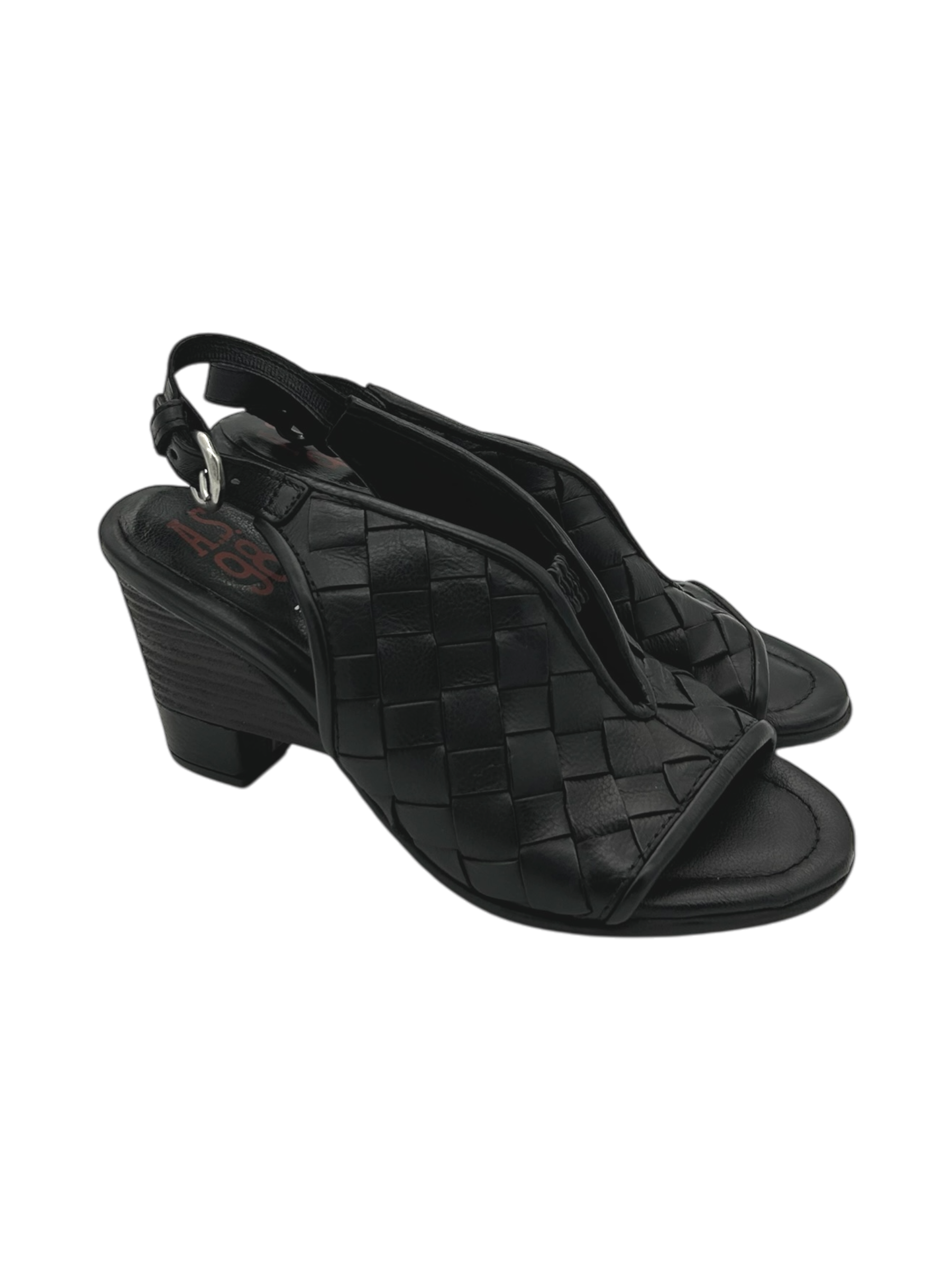 Sandalo tacco pelle donna AS98 Nero - C04004 -