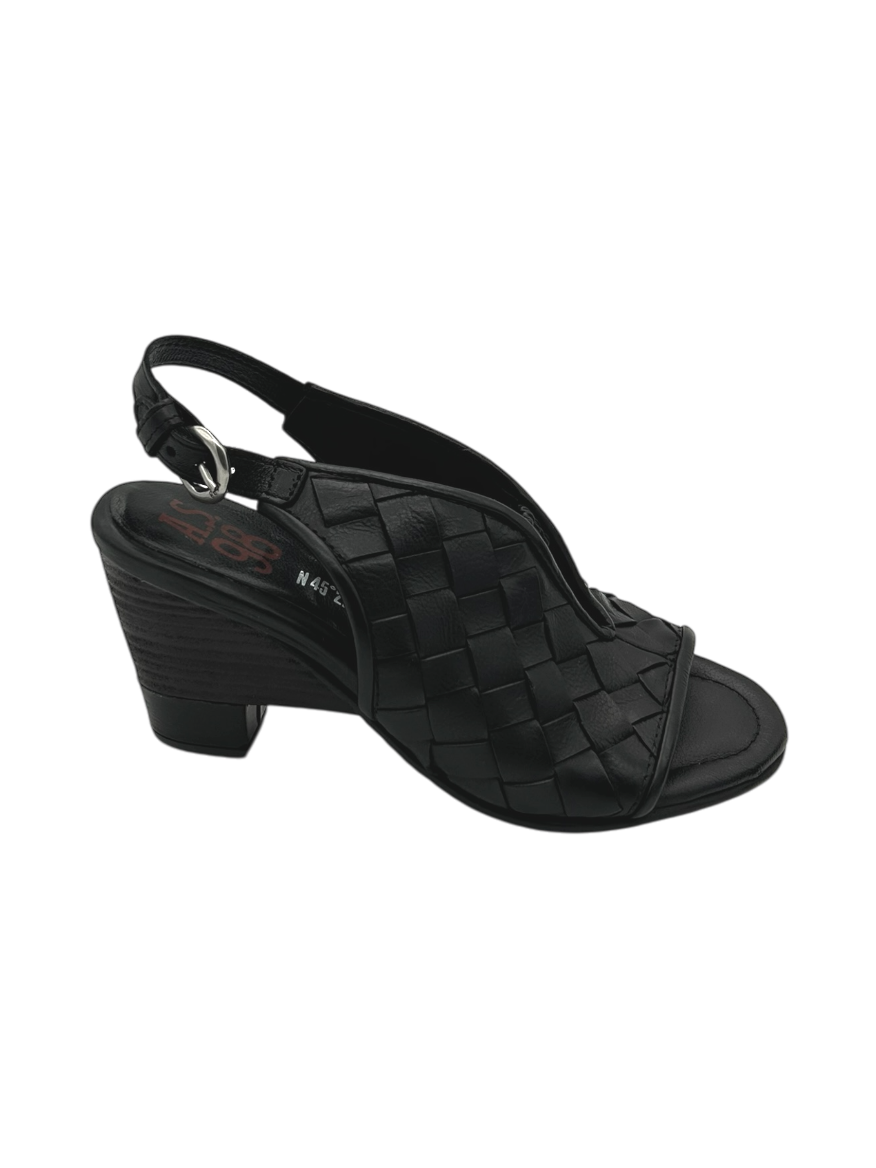 Sandalo tacco pelle donna AS98 Nero - C04004 -