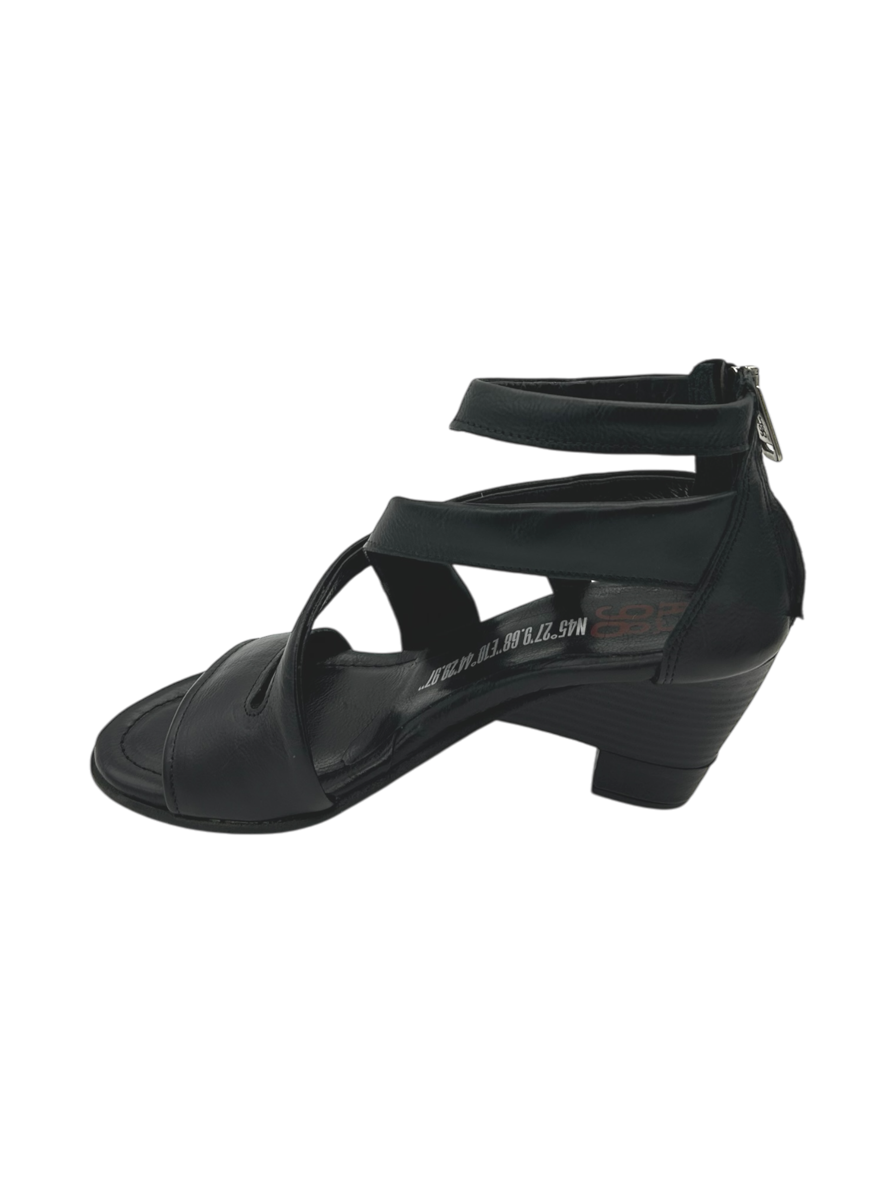Sandalo tacco pelle donna AS98 Nero - C04005 -