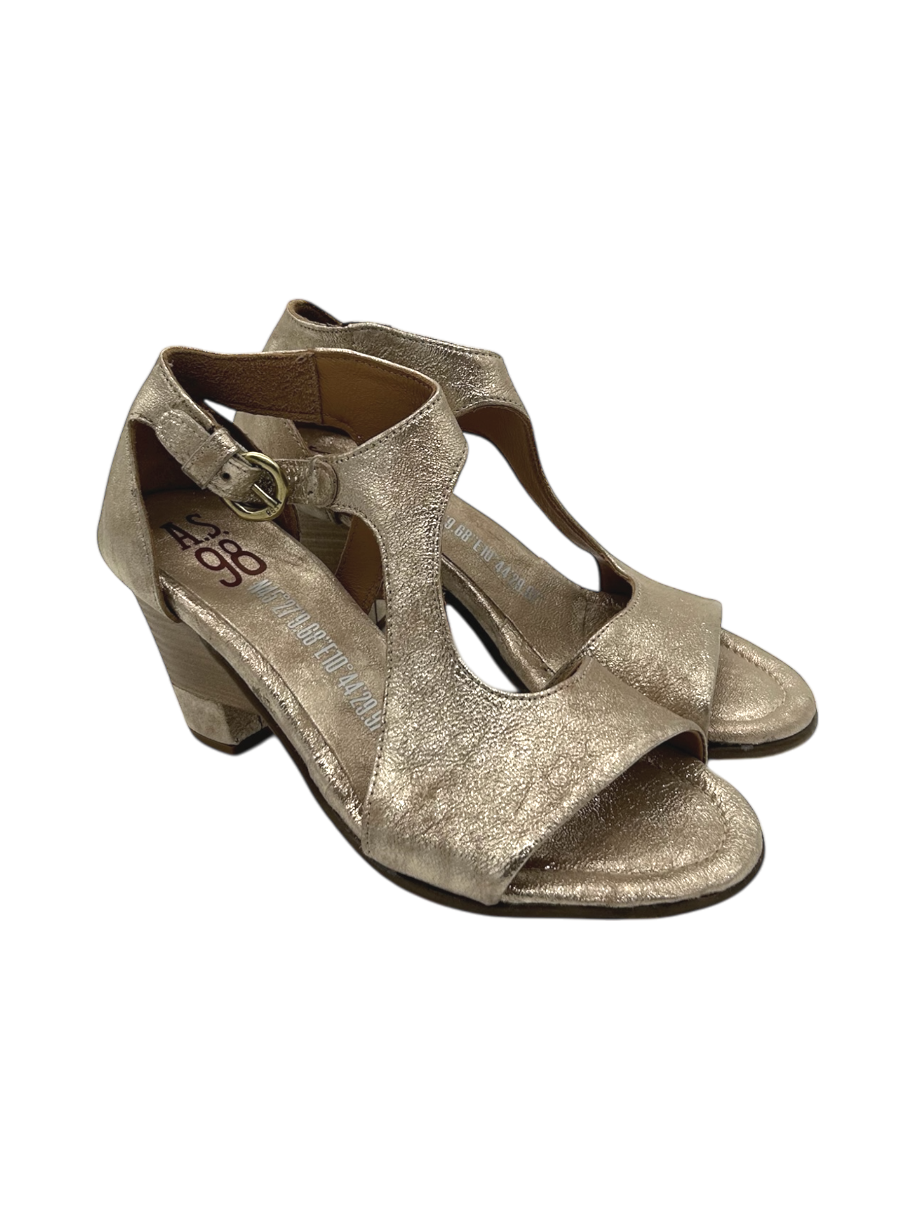 Sandalo tacco pelle donna AS98 Platino - C04003 -