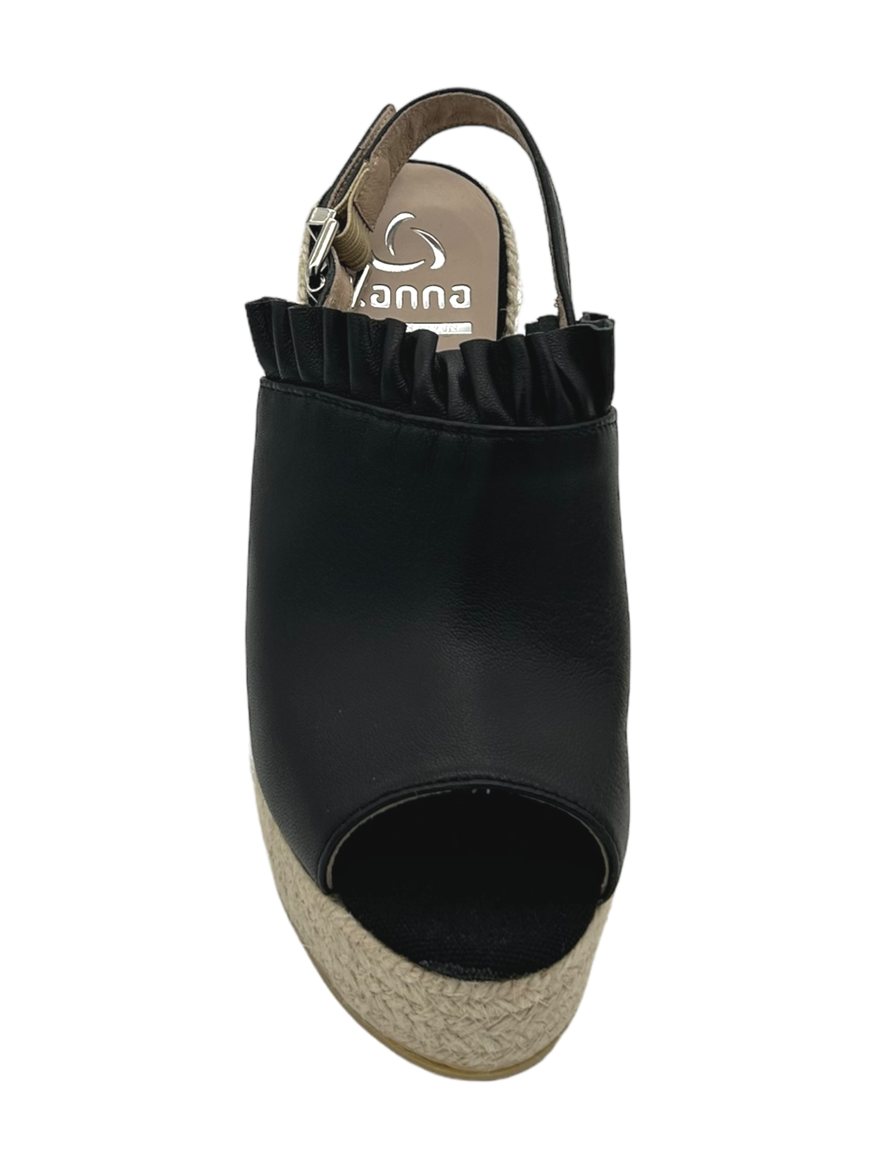Sandalo zeppa corda kanna Nero - KV8142 -