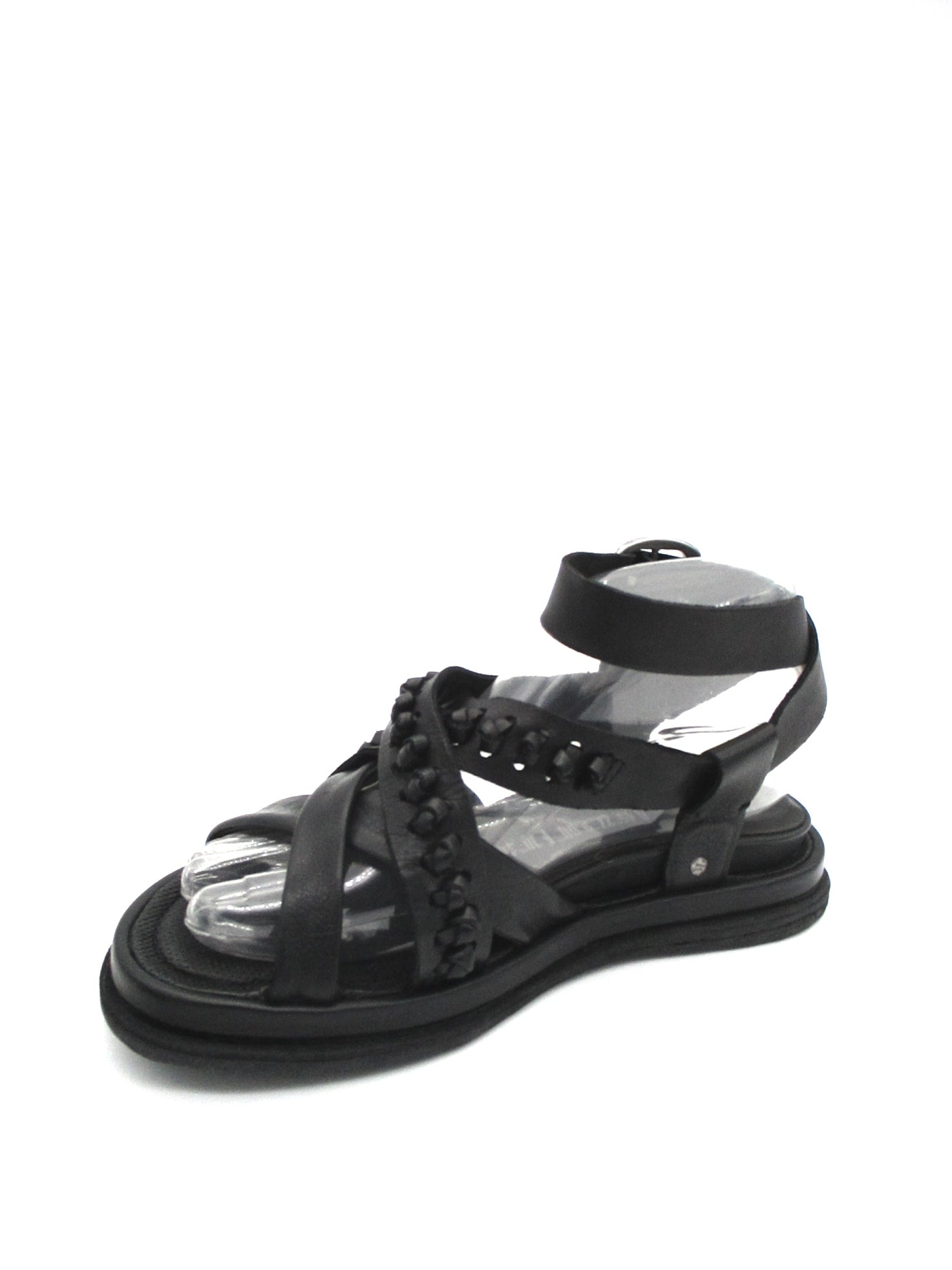 Sandalo zeppa in pelle donna As98 Black - A65003 -