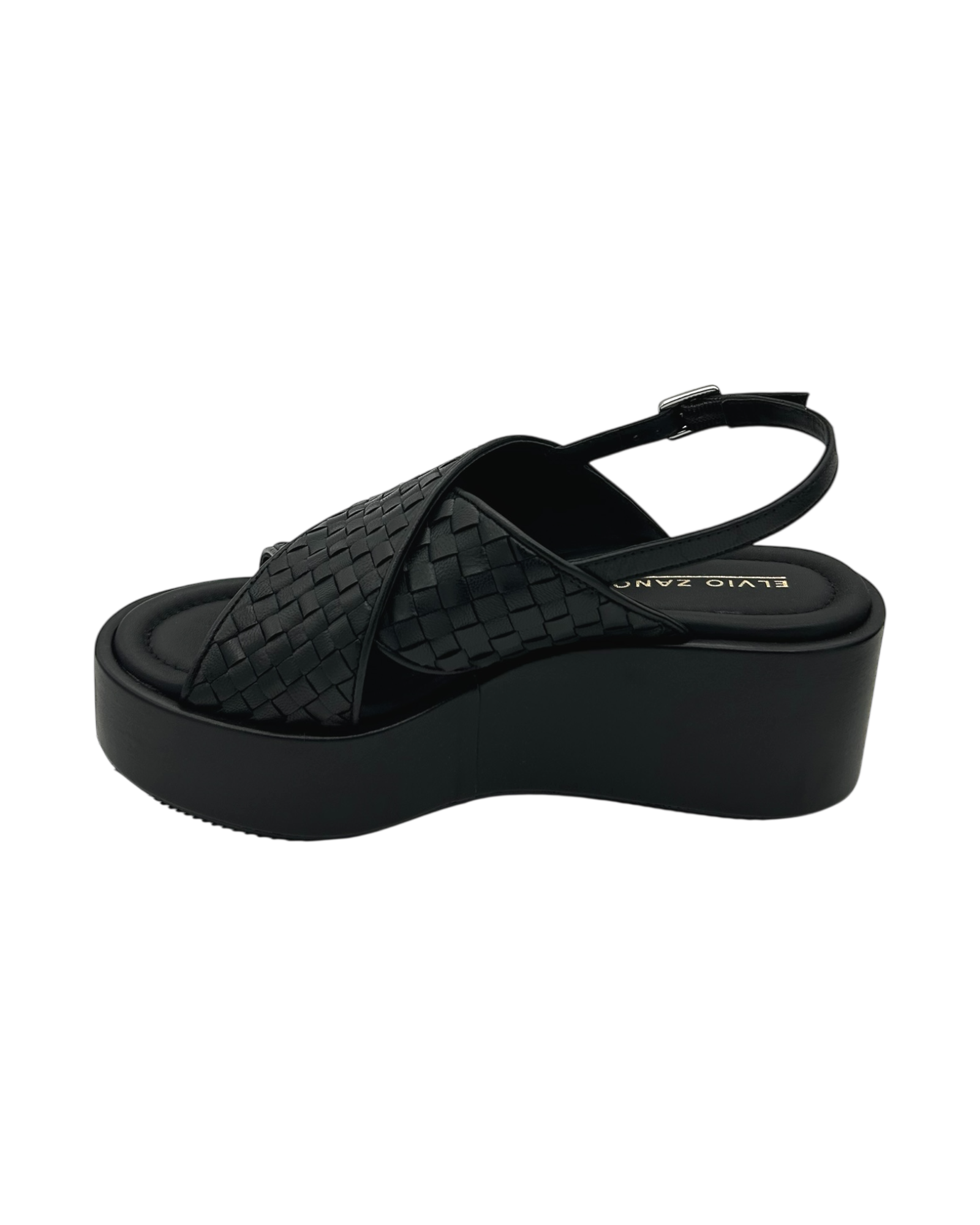 Sandalo zeppa pelle Elvio Zanon Nero -EB0902X-