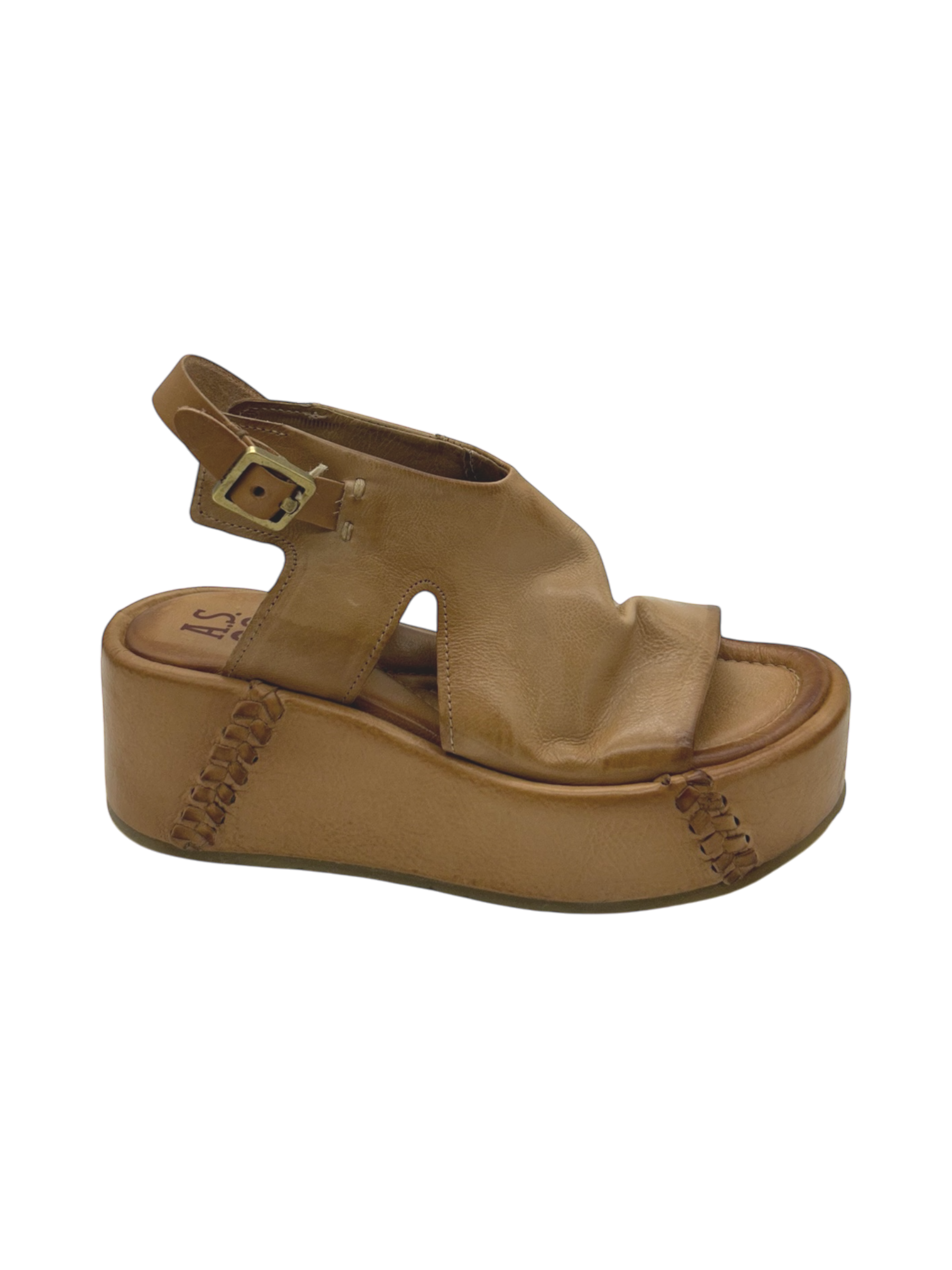 Sandalo zeppa pelle donna AS98 Grano - B99003 -